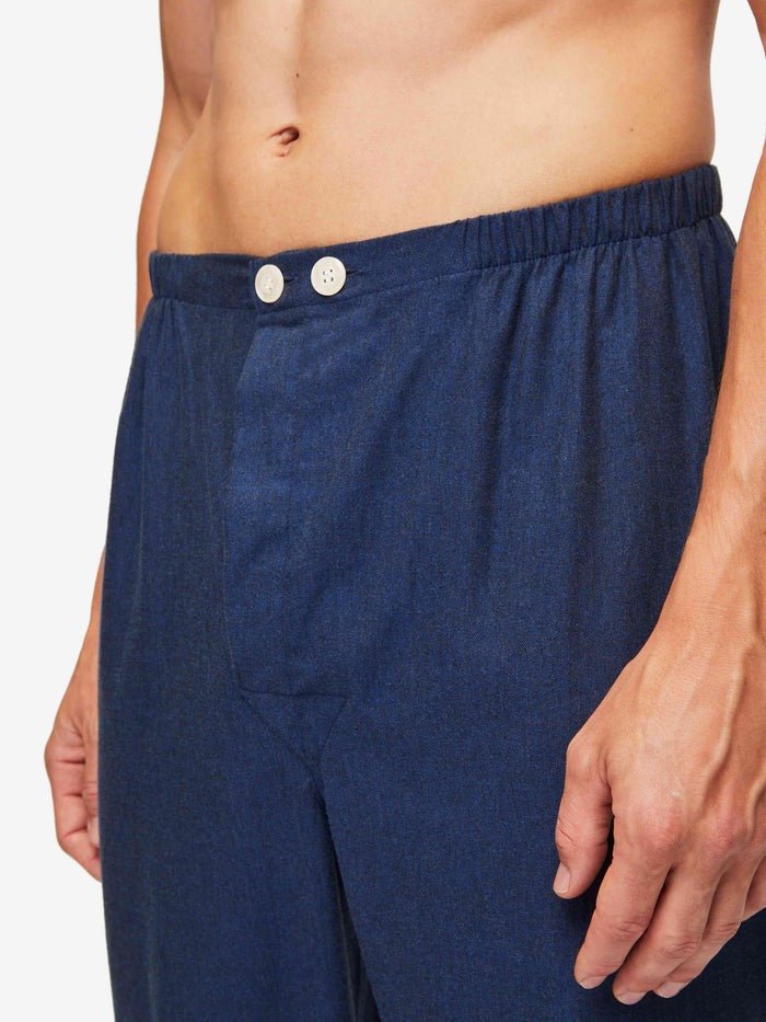 DEREK ROSE Balmoral Brushed Cotton Pajamas for Men - Soft & Comfortable Sleepwear Set, Navy Blue - Perfect for Lounging, Relaxing & Nighttime Comfort