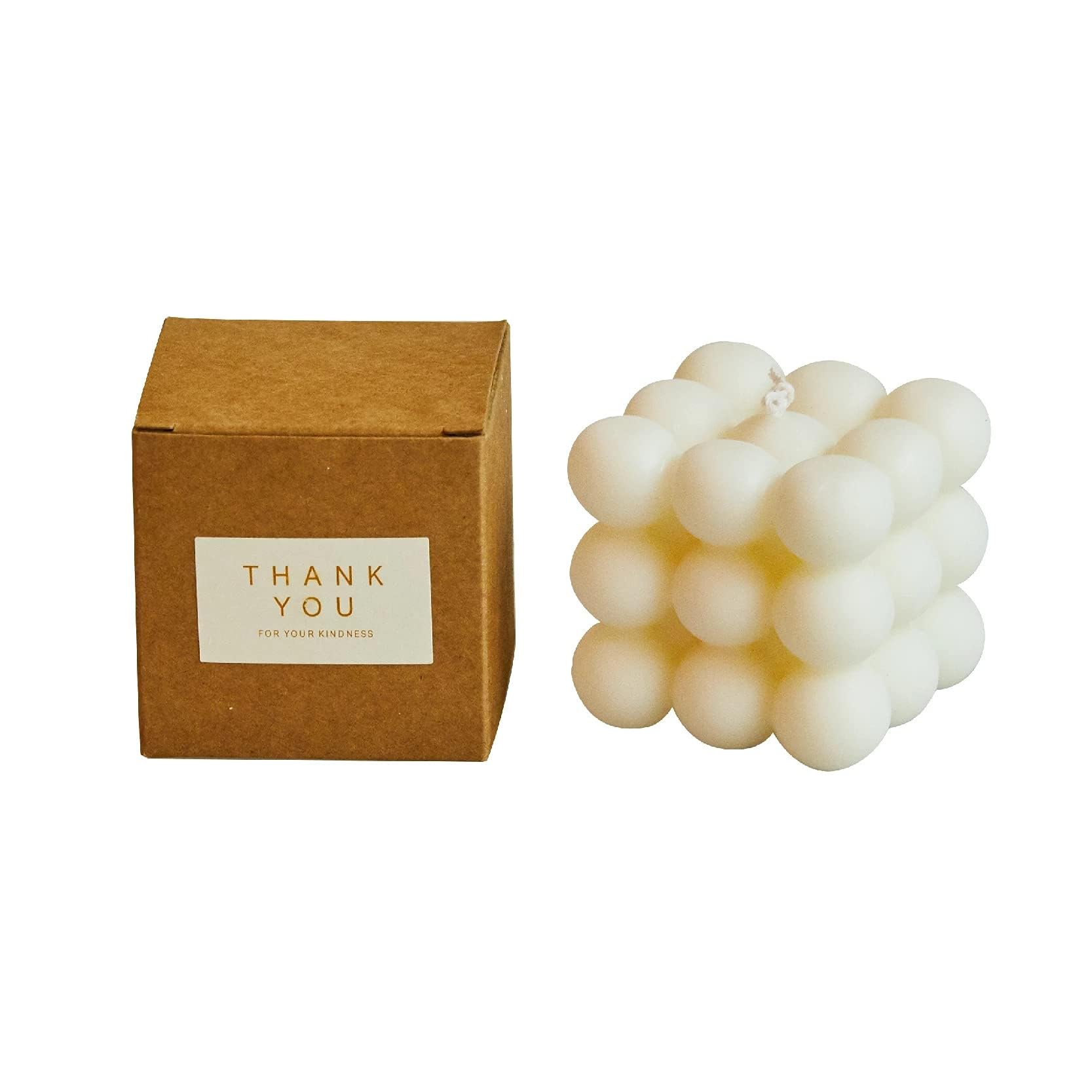 Soy Wax Aromatherapy Candle - Small Bubble Cube Scented Candle for Relaxation, Birthday Gift, Home Decor (White Cube) | Perfect for Meditation, Spa Nights & Romantic Ambiance
