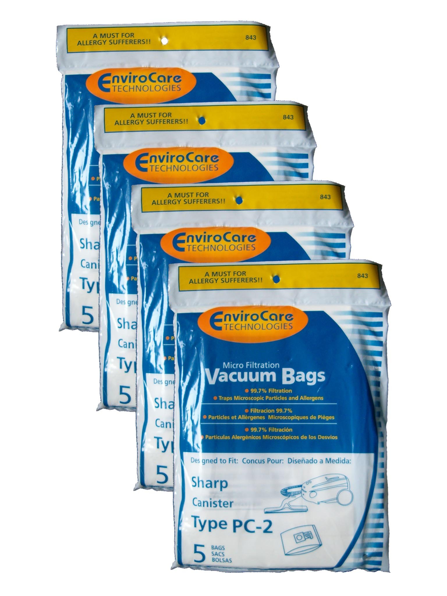 EnviroCare Replacement Vacuum Bags for Sharp PC-2 Canister - 20 Pack Micro Filtration Dust Bags | Perfect for Pet Hair, Allergies & Home Cleaning