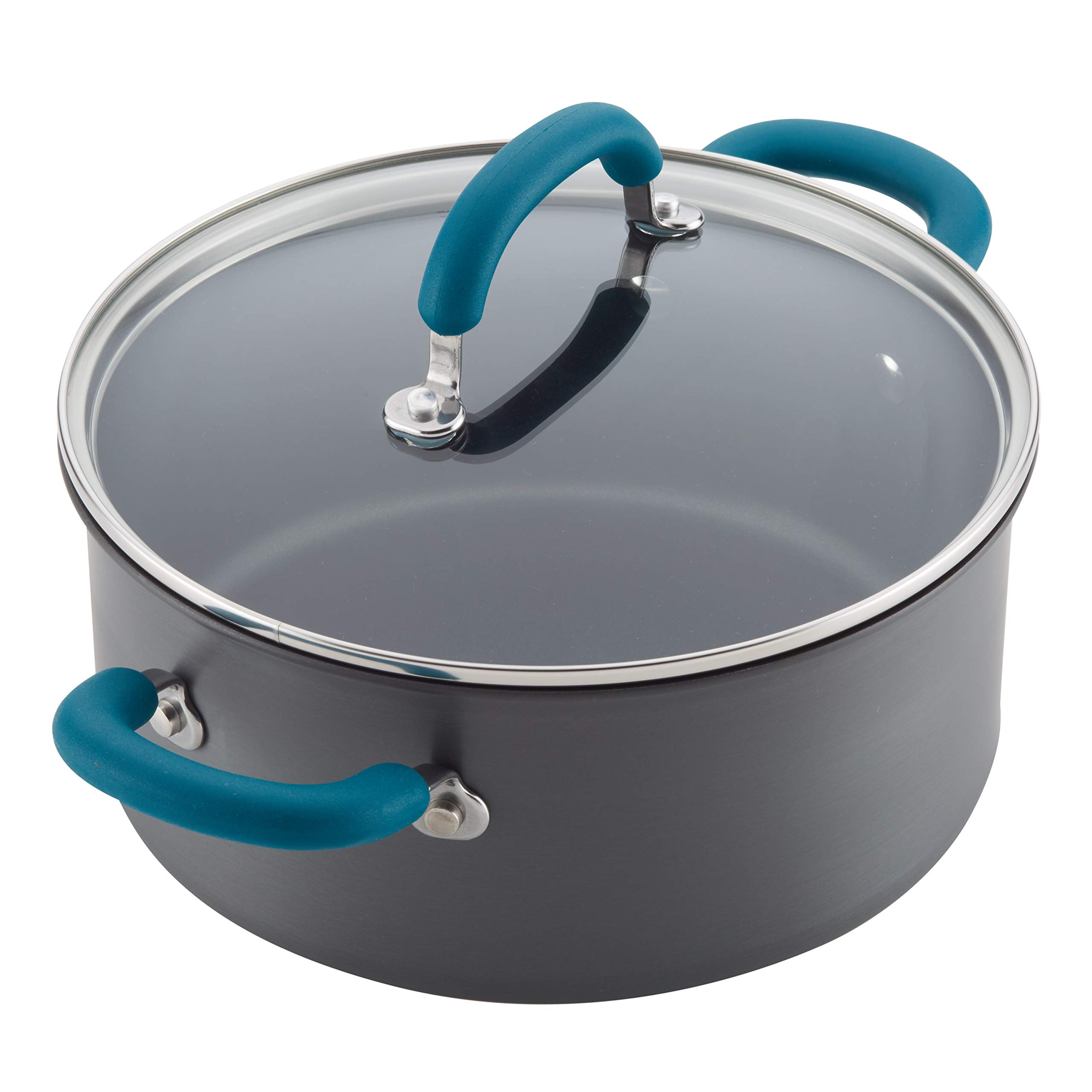 Rachael Ray 11-Piece Hard Anodized Nonstick Cookware Set - Gray with Teal Handles, Durable Pots and Pans for Everyday Cooking, Baking & Frying | Perfect for Home Kitchens & Professional Chefs