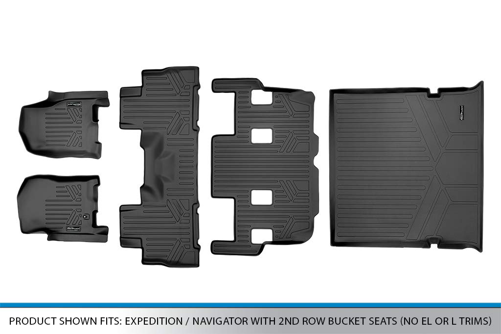 Premium SMARTLINER All-Weather Floor Mats & Cargo Liner Set - Black - Perfect Fit for 2007-2010 Ford Expedition/Lincoln Navigator with 2nd Row Bucket Seats (Excludes EL/L Models) - Heavy Duty Protection for Mud, Snow & Spills - Ideal for Family Road Trips & Outdoor Adventures
