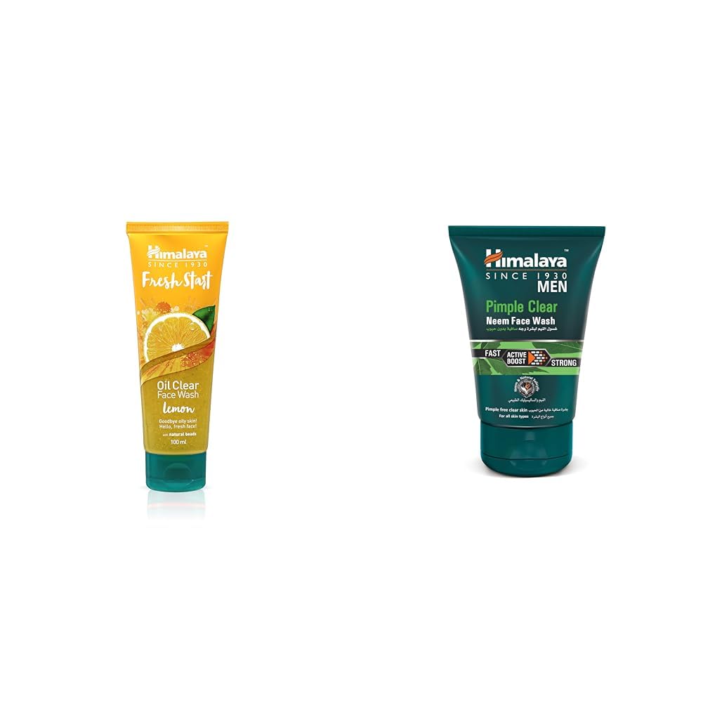 1. **Himalaya Fresh Start Oil Clear Face Wash with Lemon Extract, 100ml – Deep Cleansing for Oily & Acne-Prone Skin – Perfect for Daily Skincare Routine**   2. **Himalaya Men Pimple Clear Neem Face Wash, 100ml – Anti-Acne & Oil Control Formula – Ideal for Men’s Morning & Night Skincare Regimen**