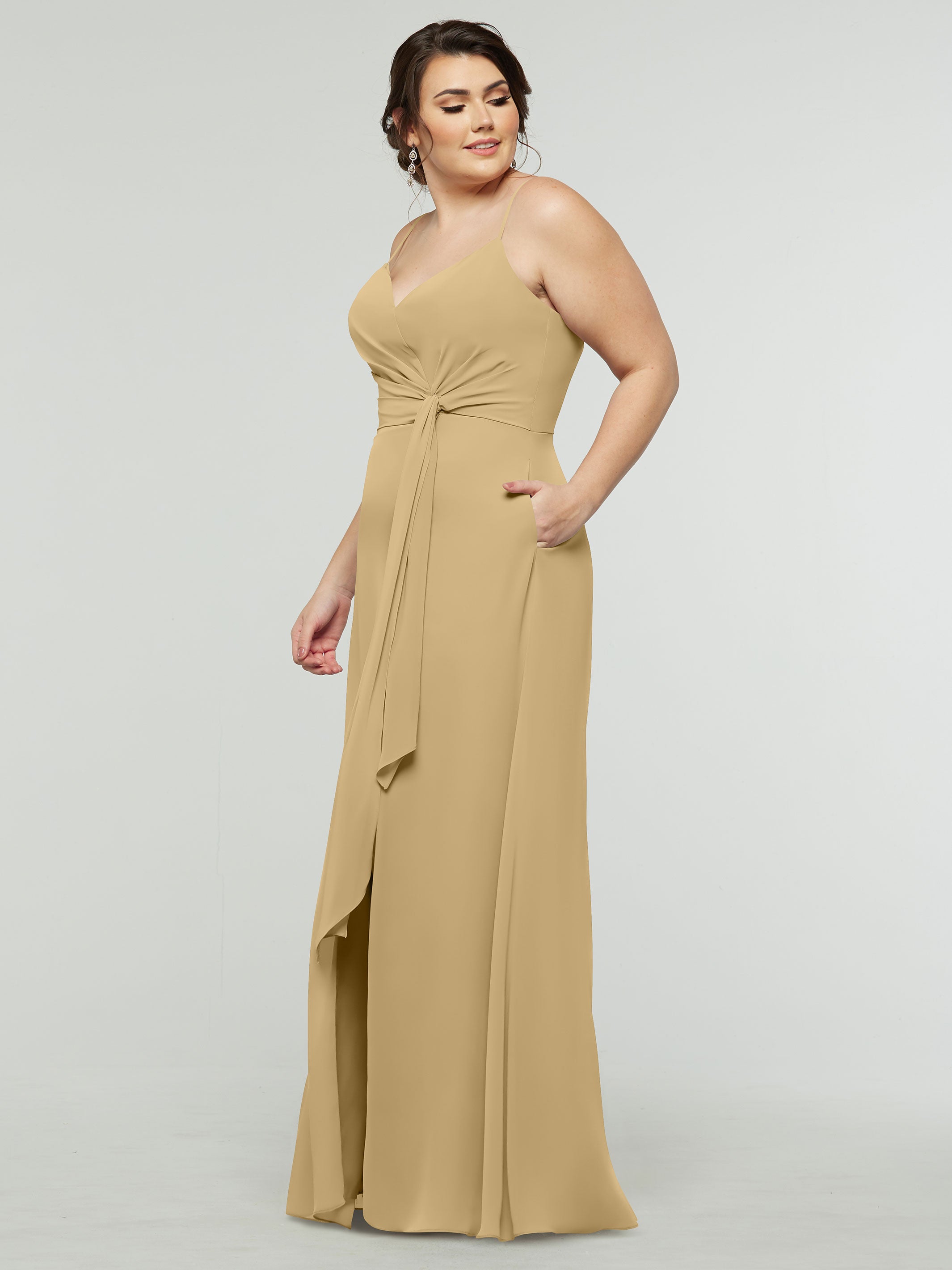 Elegant 80182 Chiffon A-Line Bridesmaid Dress with V-Neck & Spaghetti Straps - Perfect for Weddings, Formal Events & Special Occasions