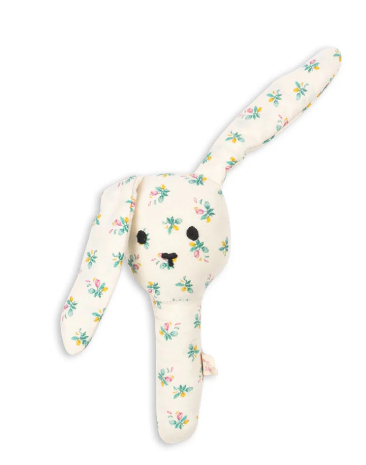 KONGES SLOJD Bunny Hand Rattle - Organic Cotton Baby Teether Toy for Newborns & Infants - Perfect for Soothing, Sensory Play & Early Development