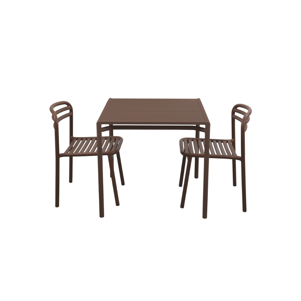 Bliss Outdoor Dining Table with 2 Armless Chairs - Patio Furniture Set for Garden, Backyard & Poolside Dining | Weather-Resistant & Durable