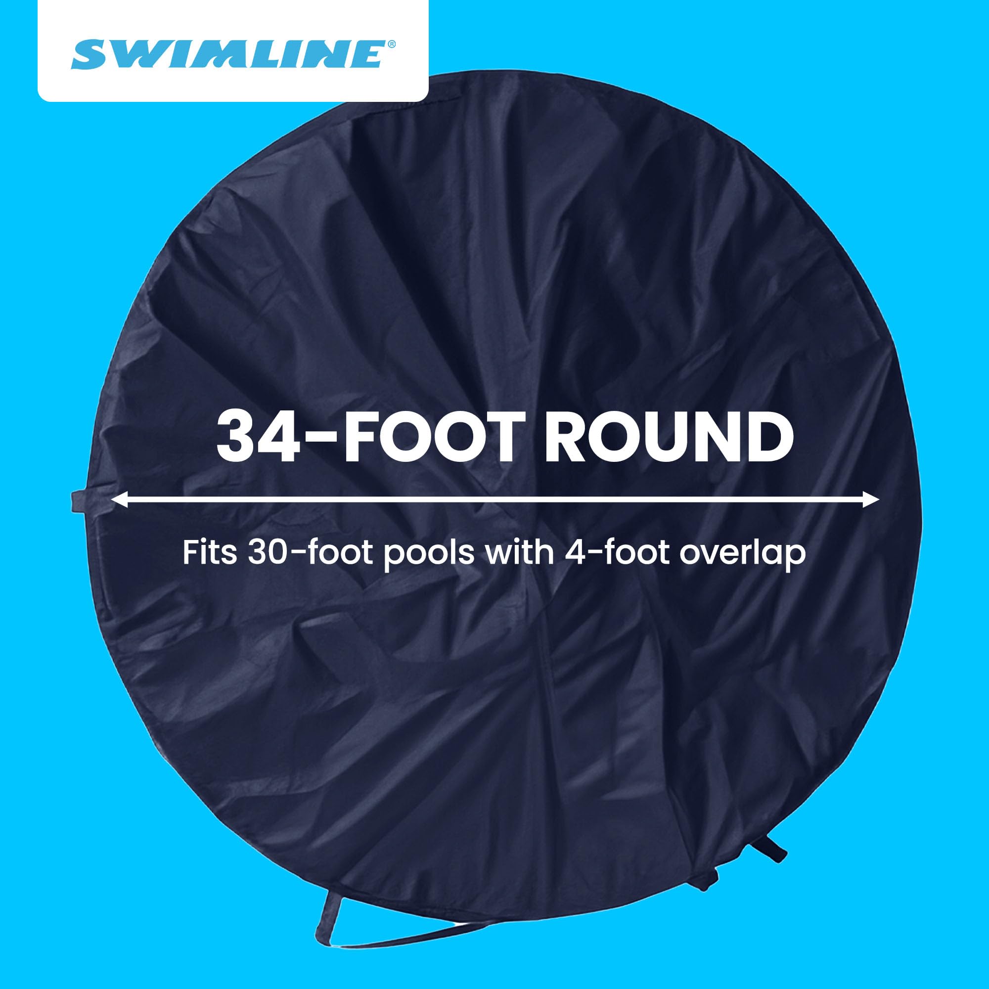 Swimline 30-Foot Round Above Ground Pool Winter Cover - Heavy Duty with 4-Foot Overlap, Reinforced Cable & Ratchet System, Durable Metallic Grommets - Perfect for Winter Protection & Seasonal Pool Maintenance