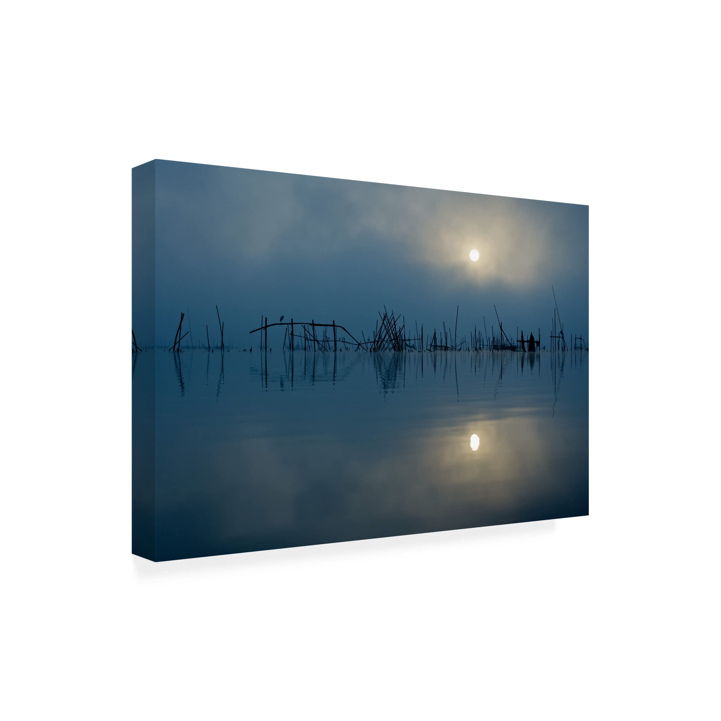Blue Sun Canvas Art Print by Kouji Tomihisa - Modern Abstract Wall Decor for Living Room, Bedroom & Office - Trademark Fine Art Collection