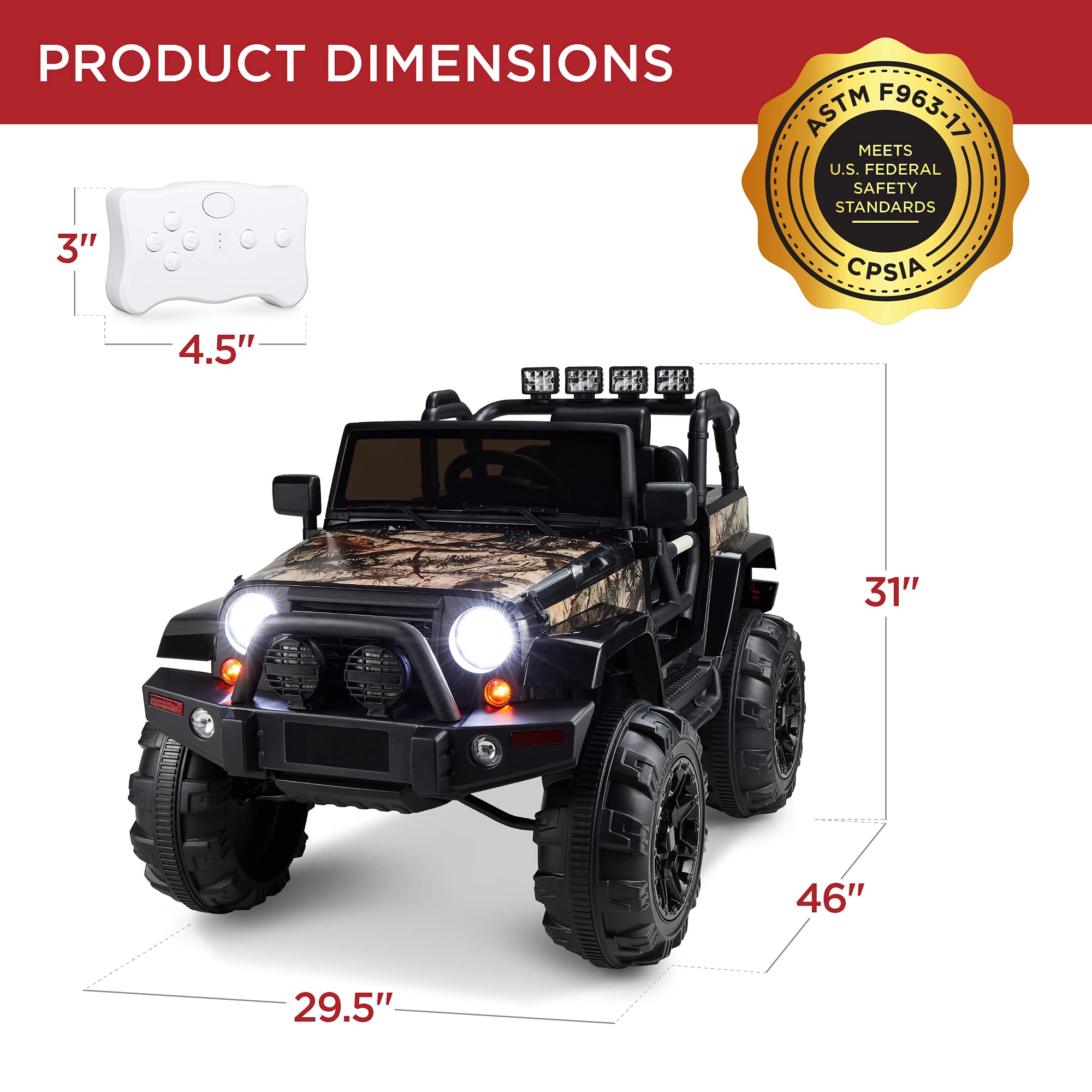 Best Choice Products 12V Kids Ride On Truck - Battery Powered Toy Car with Spring Suspension, Parent Remote Control, 3 Speed Settings, LED Lights & Bluetooth | Off-Road Adventure Play Vehicle for Boys & Girls Ages 3-8 Years Old