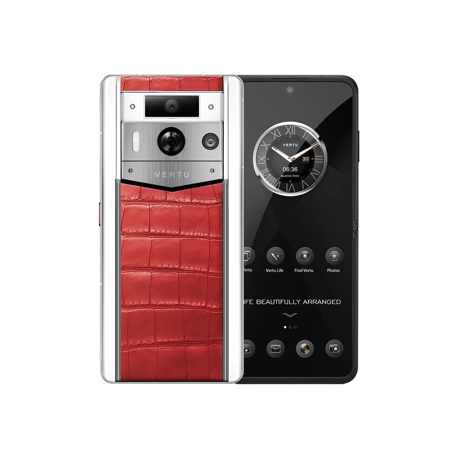 METAVERTU 2 White Alligator Skin Web3 AI Smartphone - Flame Red with Silver Case | Luxury Crypto Phone for Business & Digital Nomads
