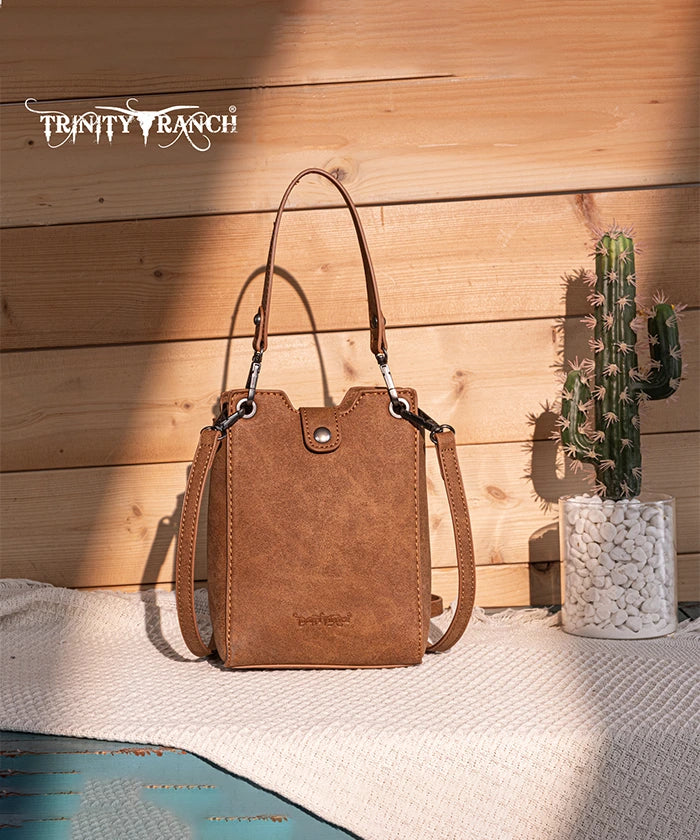 Trinity Ranch Floral Tooled Leather Mini Crossbody Bag for Women | Stylish Boho Purse for Everyday Use, Travel & Date Night