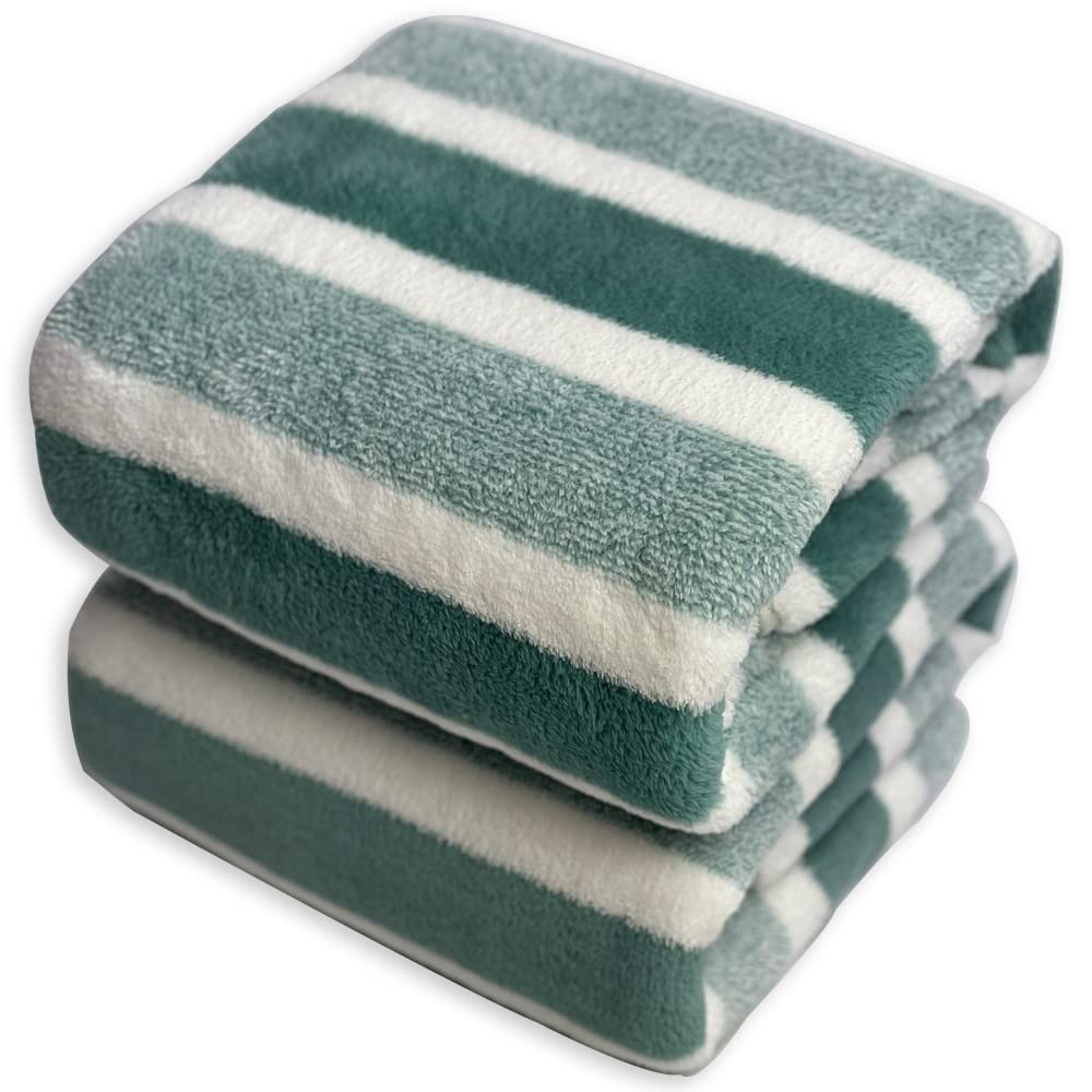 SOFTBATFY Microfiber Bath Towels - 2 Pack Ultra Absorbent, Quick Dry & Lightweight Towels for Travel, Gym, Yoga & Beach (28x55 Inches, Green) | Perfect for Swimming, Camping & Spa Days