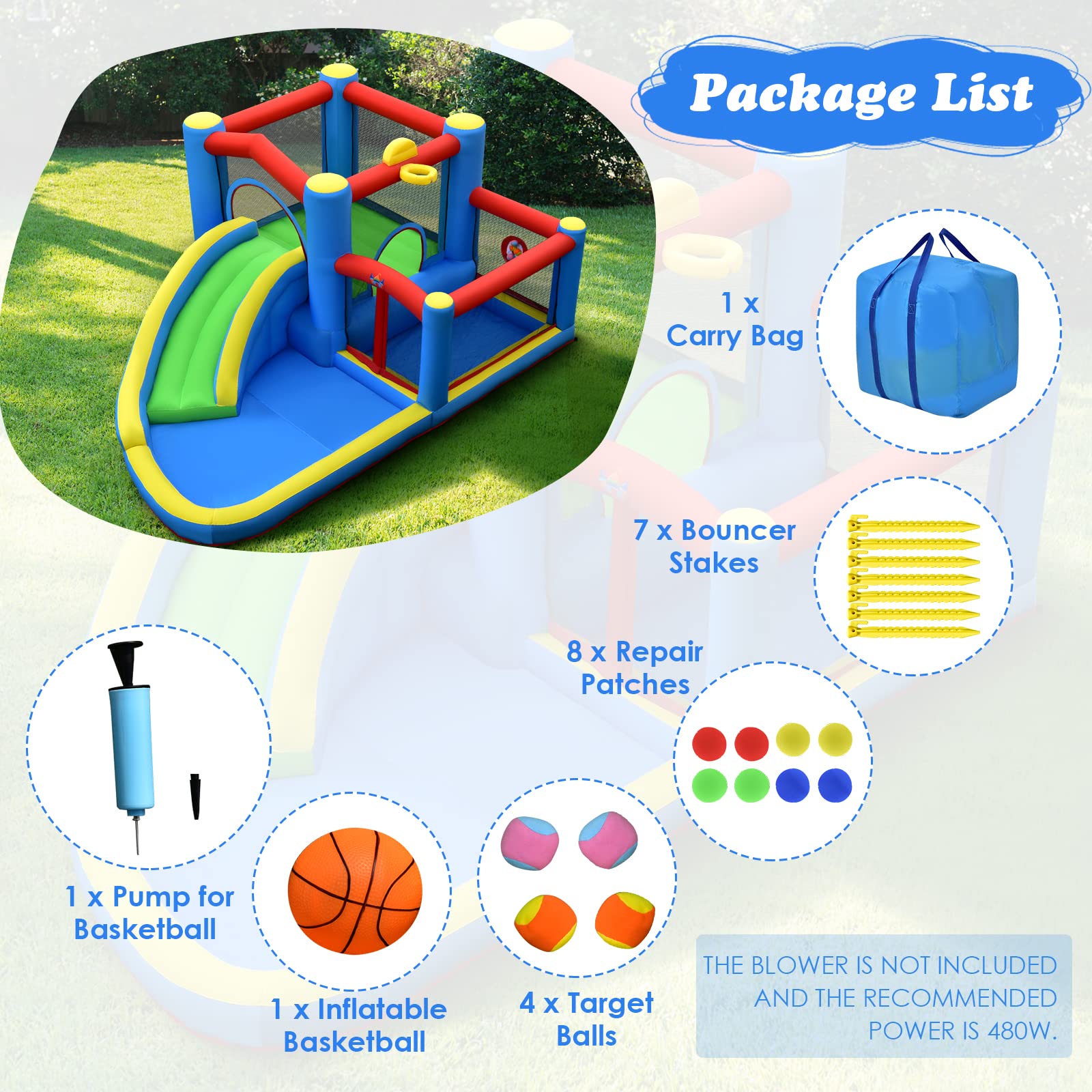 BOUNTECH Inflatable Water Slide with Bouncy House for Kids 5-12 - Outdoor & Indoor Play with Target Balls, Splash Pool & Ball Pit - Perfect for Backyard, Park, Birthday Parties & Summer Fun