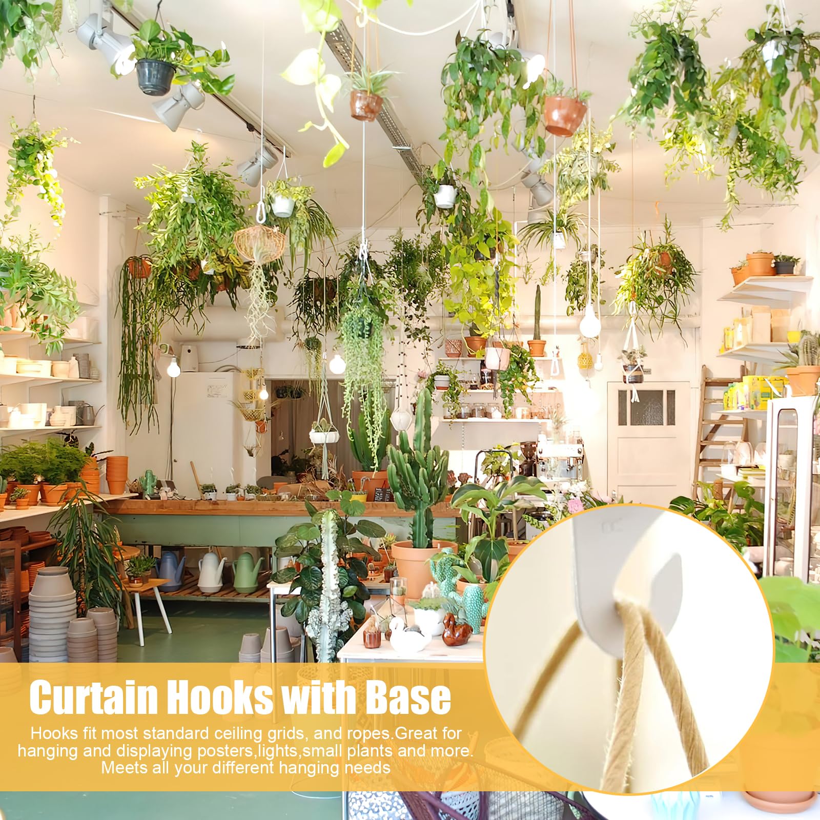 32 Pcs Heavy Duty T-Bar Ceiling Hooks for Hanging Plants, Decorations, Lights - White (16 Right & 16 Left) - Perfect for Classroom, Office, Home, Store, Wedding & Event Decor