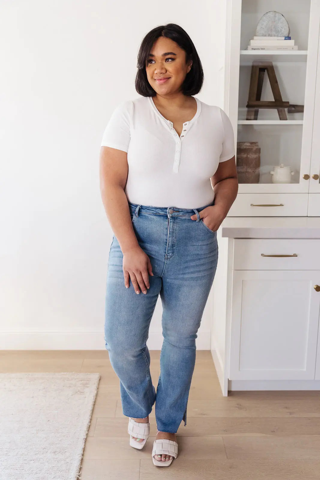 Jody Slim Flare Side Slit Jeans for Women - High Waisted Stretch Denim Pants with Side Slits | Perfect for Casual Outfits, Date Nights & Street Style