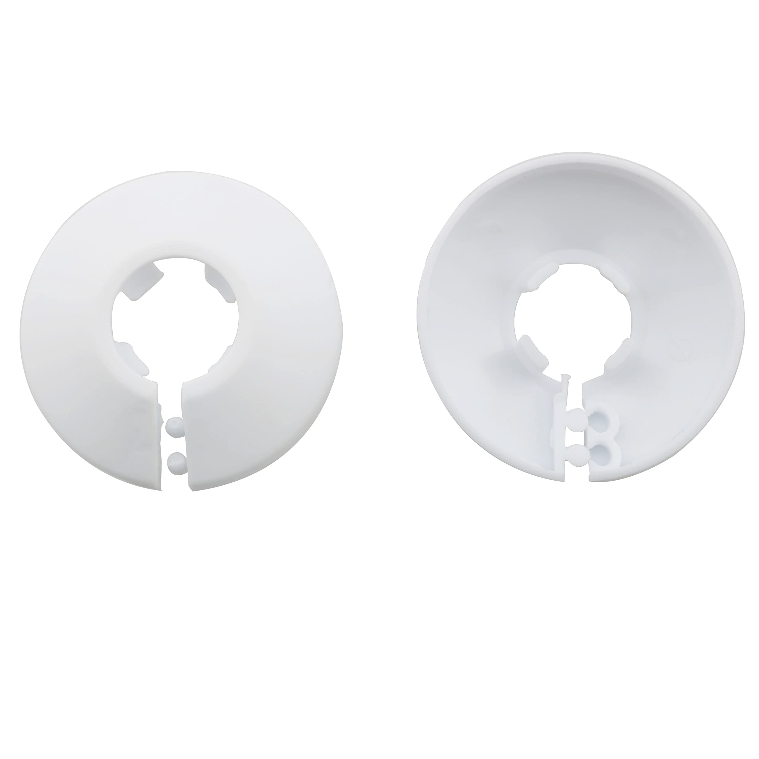 10-Pack Plastic Pipe Collars - Easy Snap-On Wall Flange for Radiator & Kitchen Faucet Pipes | White Water Pipe Cover for Home Plumbing & Bathroom Decoration