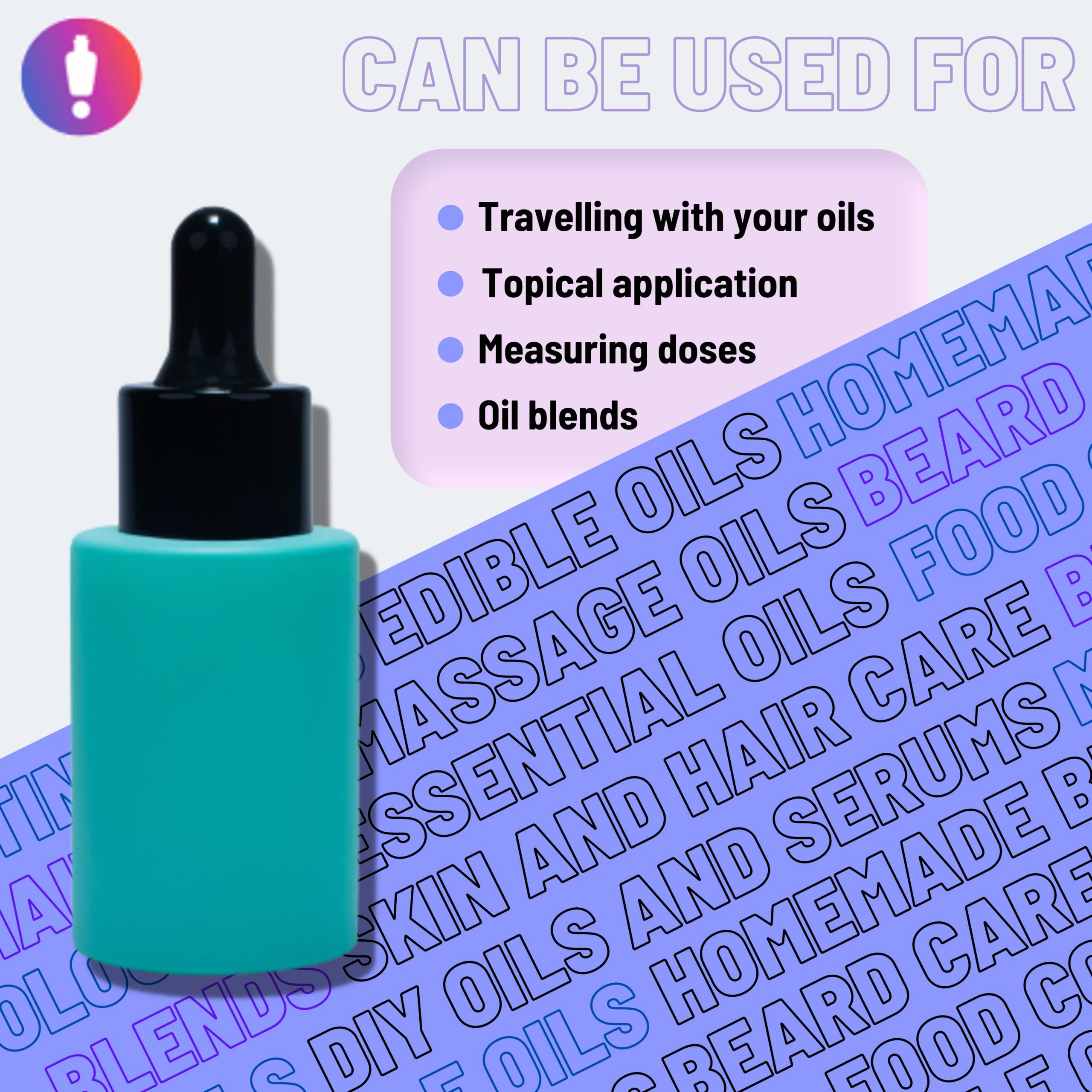 30ml Matte Cyan Glass Bottle with Dropper & Black Cap - 3 Pack for Essential Oils, Carrier Oils, Serums & Cosmetics | Perfect for DIY Beauty, Aromatherapy & Skincare Storage
