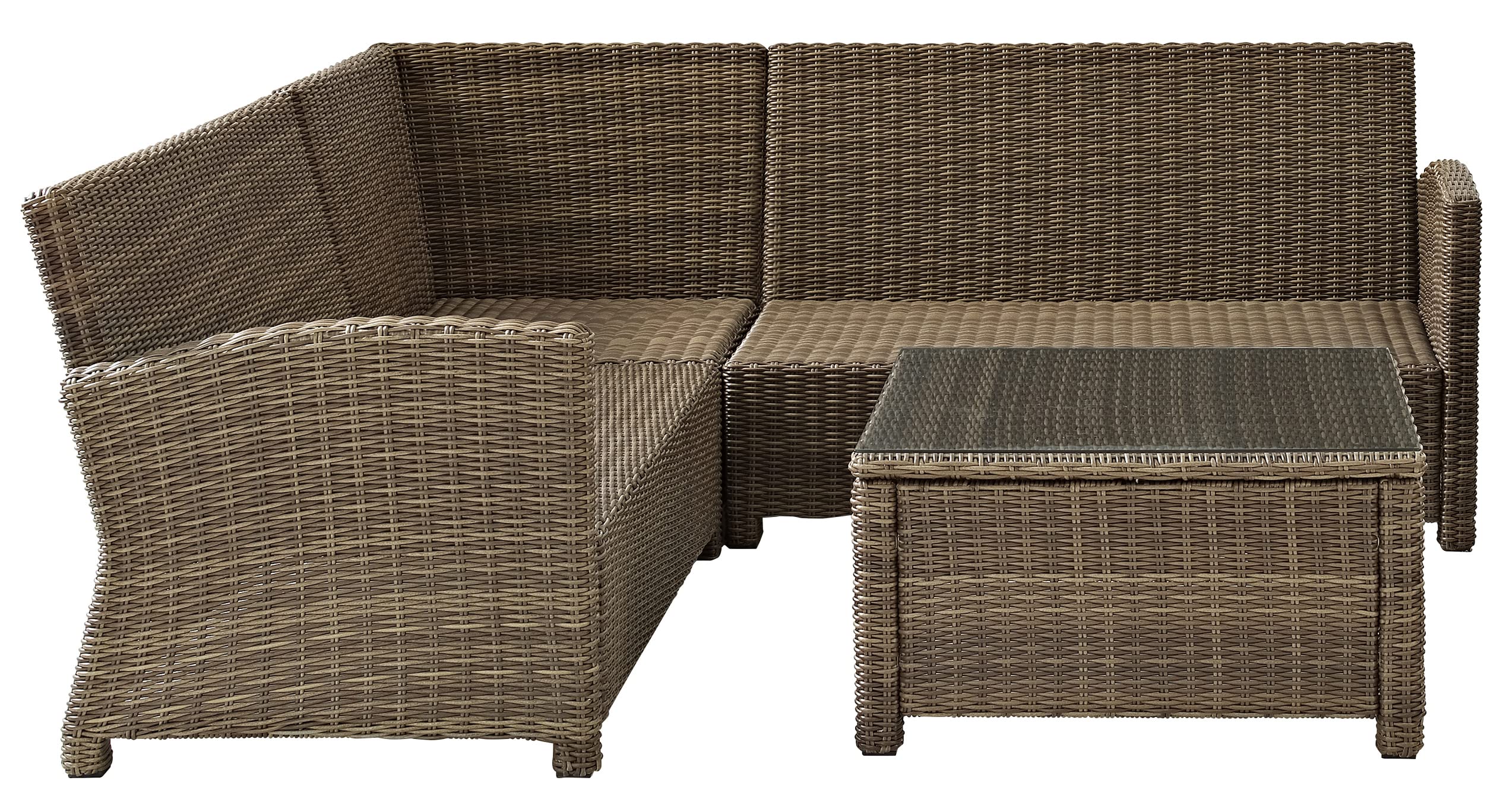 Crosley Bradenton 4-Piece Outdoor Sectional Sofa Set - Wicker Patio Furniture with Sunbrella Cushions in Brown | Perfect for Backyard, Poolside & Garden Relaxation