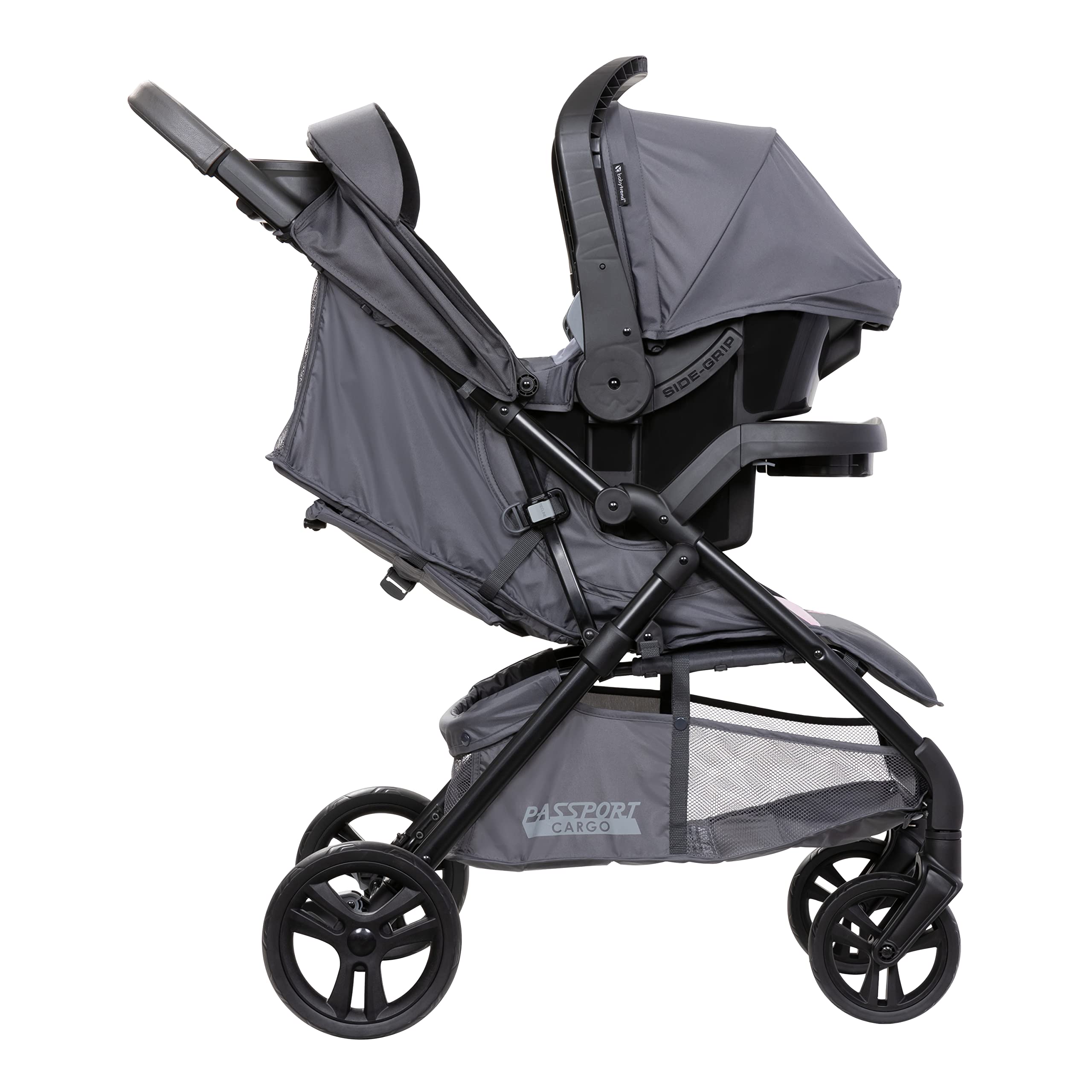 Baby Trend Passport® Cargo Stroller Travel System with EZ-Lift™ PLUS Infant Car Seat - Lightweight Compact Stroller for Newborns & Toddlers, Pink Bamboo Design | Perfect for Air Travel, Shopping & Daily Walks