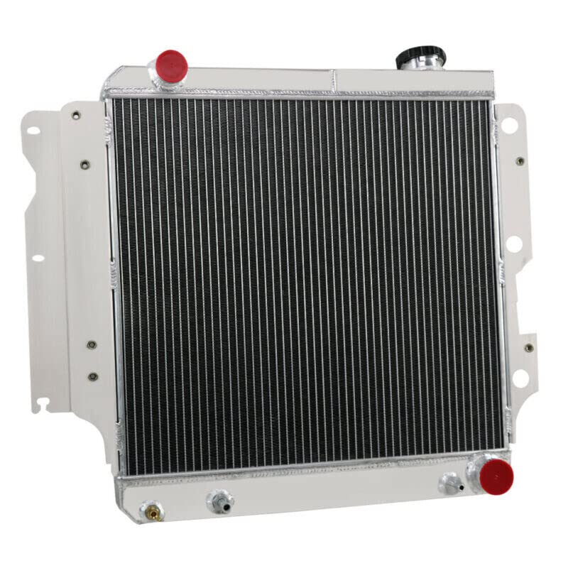 High-Performance 3-Row Full Aluminum Radiator with Fan Shroud & Thermostat for 1987-2006 Jeep Wrangler TJ/YJ - Compatible with 2.4L 2.5L 4.0L & GM Chevy V8 Engines - Off-Road & Daily Driving Upgrade