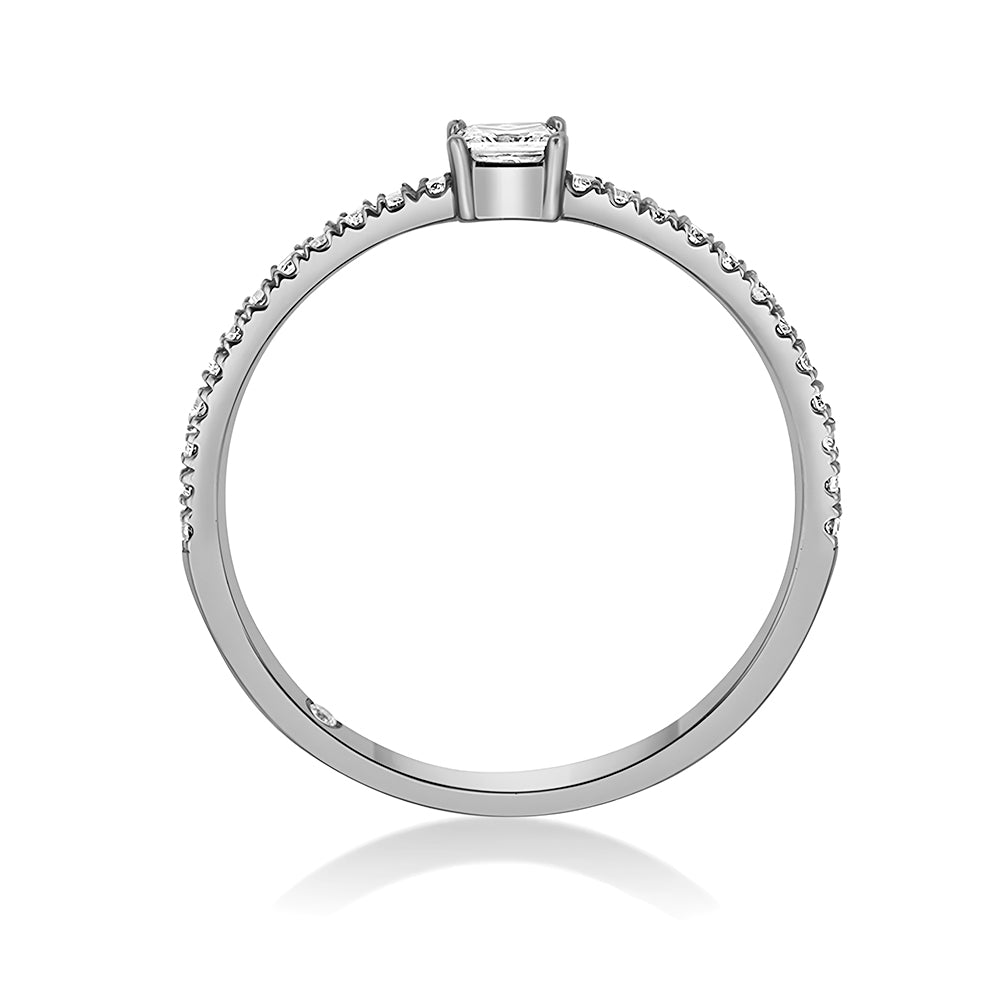 Princess Cut Lab Grown Diamond Promise Ring with Half Eternity Band - Perfect for Engagements, Anniversaries & Special Occasions