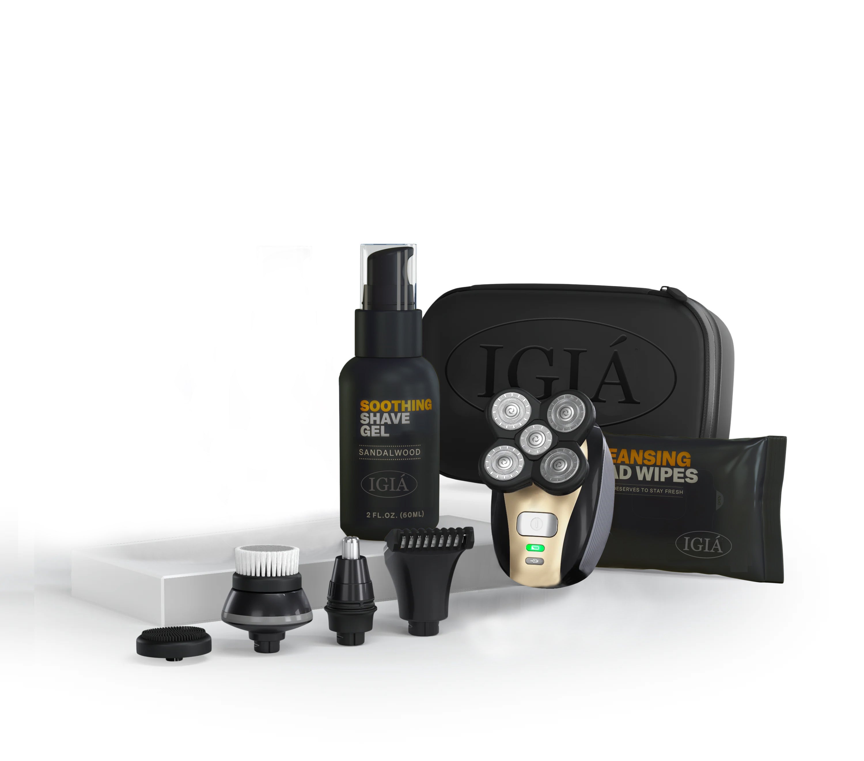 Premium Titanium Series Electric Shaver Kit for Men - 5-in-1 Wet/Dry Shaving System with Replacement Blades, Soothing Shave Gel, Cleansing Wipes & Travel Case - Perfect for Home Use, Business Travel & Gym Essentials
