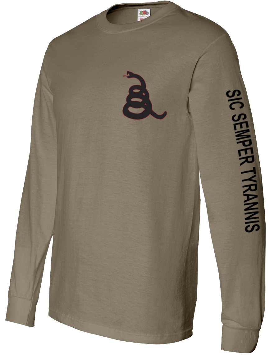 Gadsden & Culpeper Long Sleeve Shirt - Coyote Blood of Tyrants - for Outdoor & Patriotic Events