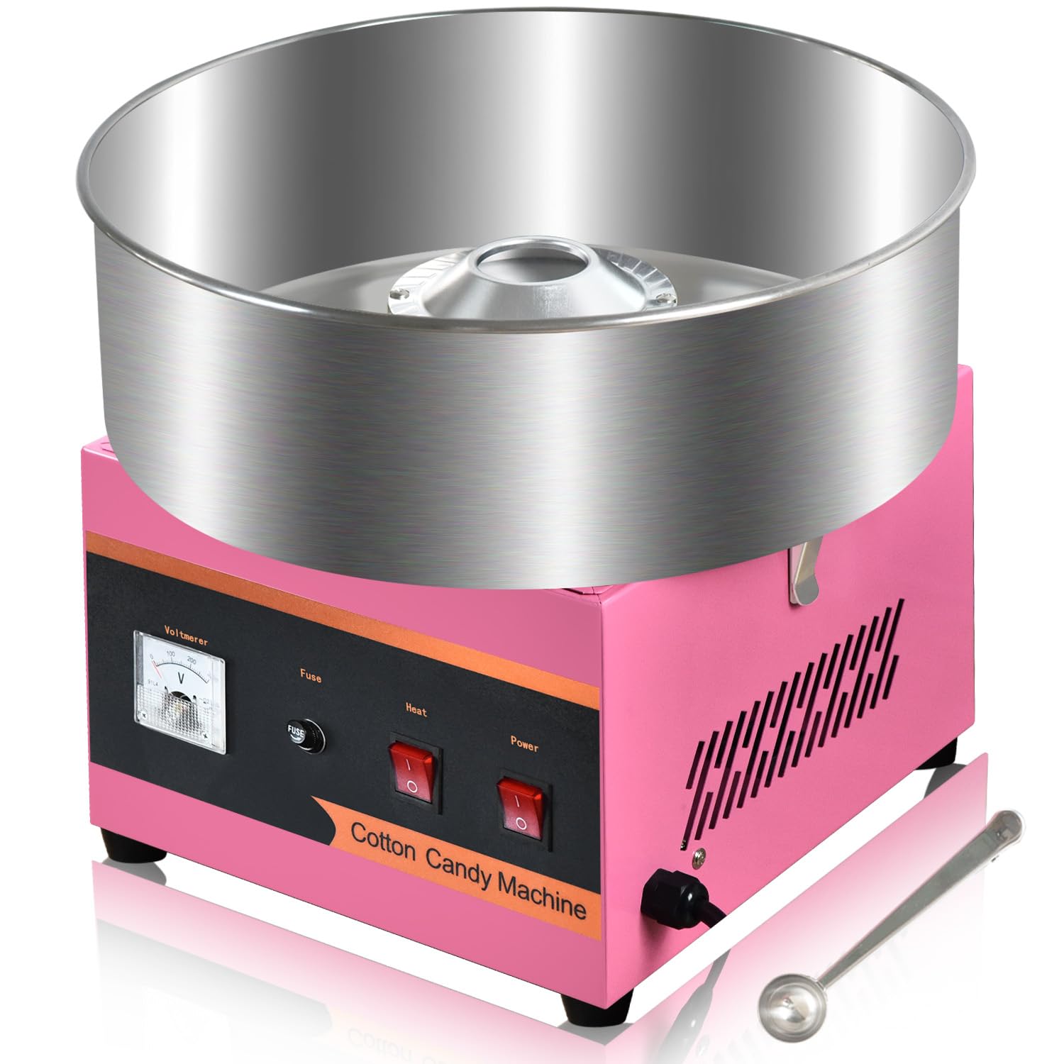 Commercial Cotton Candy Machine 1000W - Stainless Steel Bowl, Sugar Scoop & Anti-Rust Coating - Perfect for Family Parties, Kids Birthdays & Carnival Events (Pink)