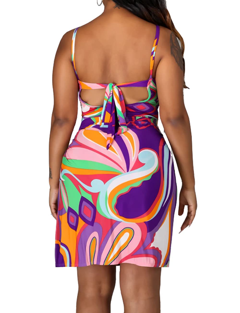 Women's One Piece Swimsuit - Geometric Color Block Bathing Suit with Cover Up - Perfect for Beach Vacation, Pool Party & Summer Travel