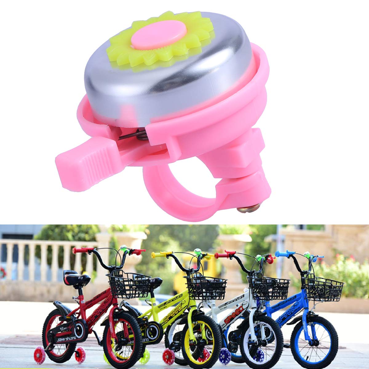 Sunflower Bike Bell for Kids - Loud Cycling Bell with Ring Horn Alarm for Boys & Girls (Pink) - Perfect for Safe Biking, School Commutes & Family Rides