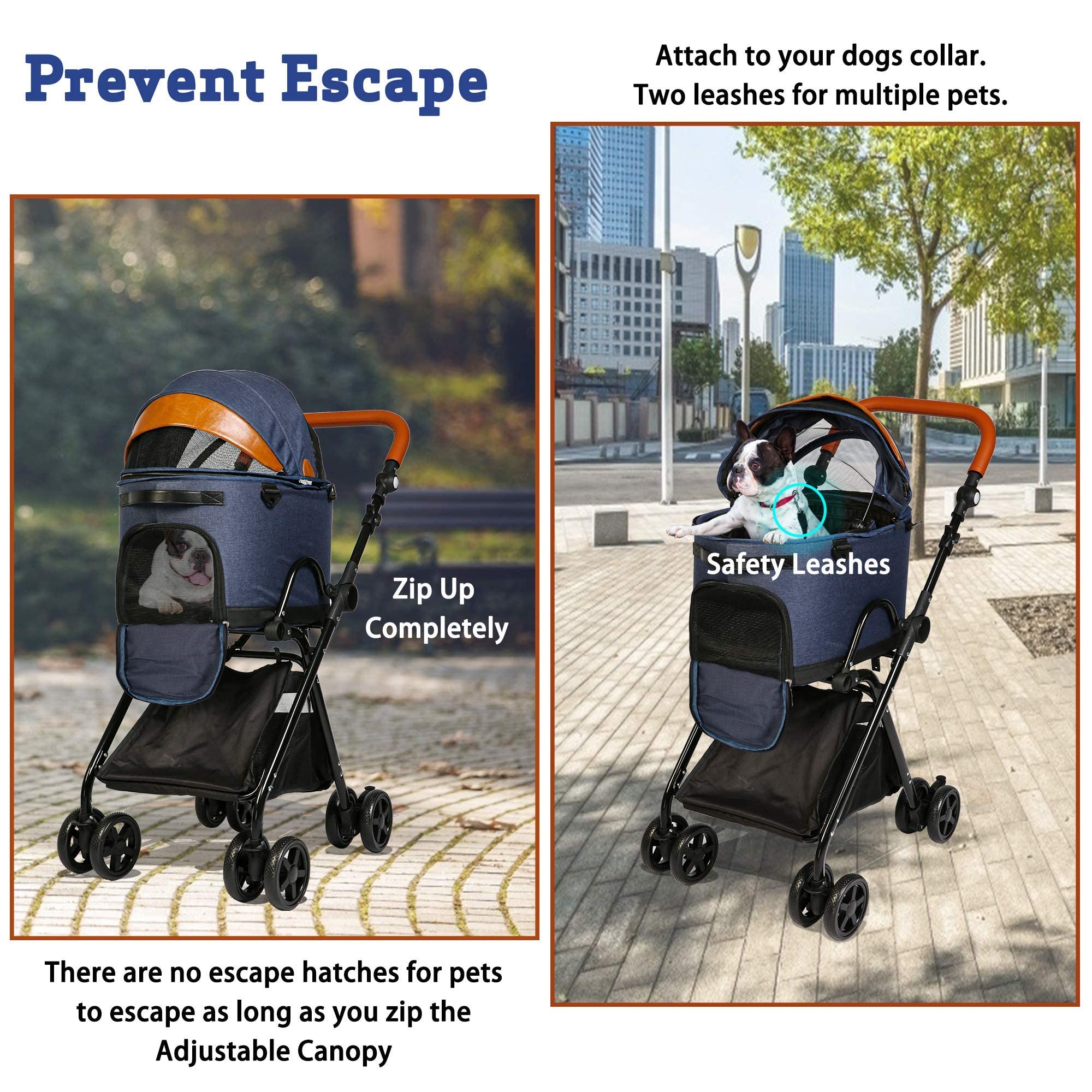 LUCKYERMORE Premium 2-in-1 Folding Pet Stroller & Carrier for Medium Dogs & Cats - Adjustable Handle, Detachable Car Seat - Perfect for Travel, Shopping & Vet Visits
