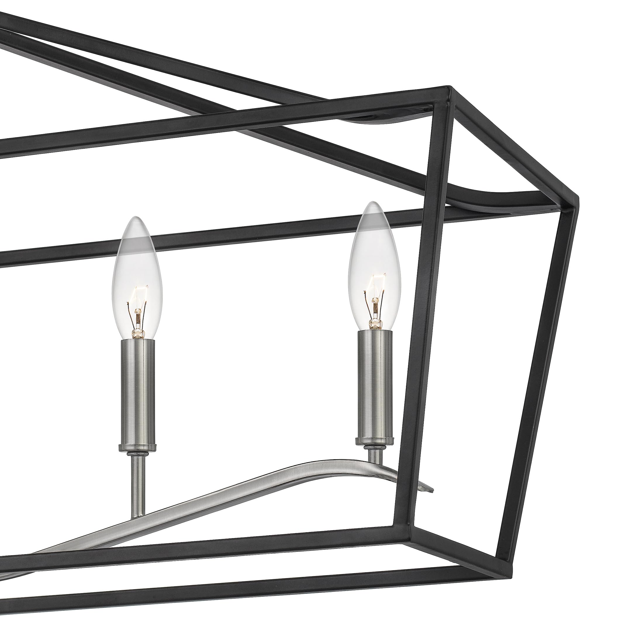 Quoizel Catalina 6-Light Matte Black Linear Chandelier - Modern LED Pendant Lighting for Dining Room, Kitchen Island & Bedroom - Dimmable Fixture with Clear Glass Shades