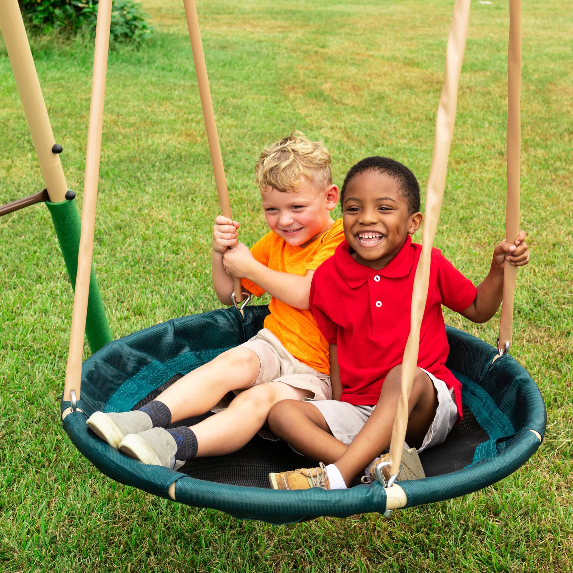 XDP Recreation Deerfield Outdoor Playground Swing Set with Slide, See Saw, Trapeze Swing, Fun-Glidr, Swing Seat & Stand N Swing - Durable Backyard Playset for Kids Ages 3-12 | Perfect for Outdoor Family Fun in Gardens, Parks & Backyards