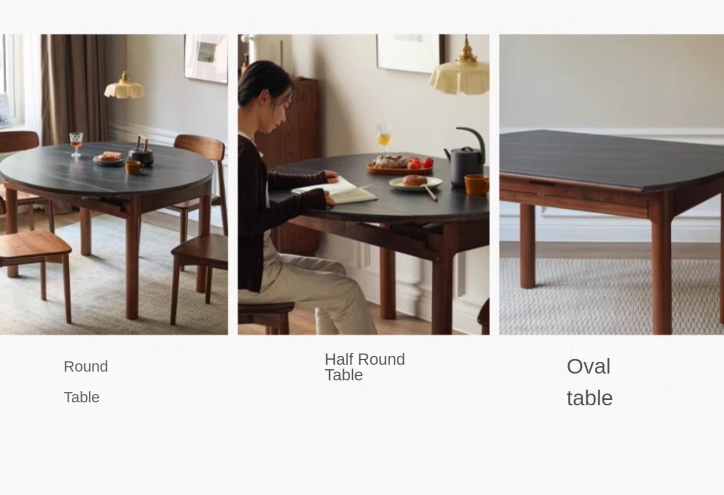 Premium Black Walnut Solid Wood Folding Round Dining Table - Handcrafted Natural Wood Table for Kitchen, Dining Room, Small Space & Outdoor Entertaining