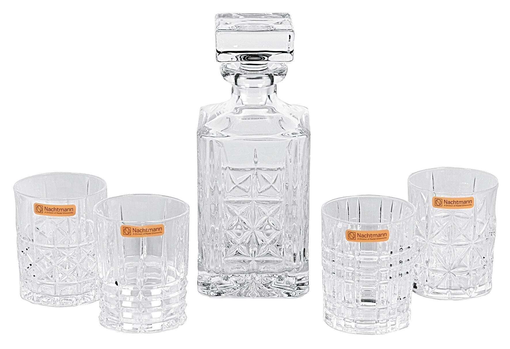 Nachtmann Highland Whisky Glass Set - 5-Piece Crystal Whiskey Tumbler Gift Set for Scotch, Bourbon & Whiskey Lovers - Perfect for Home Bars, Gifting & Entertaining