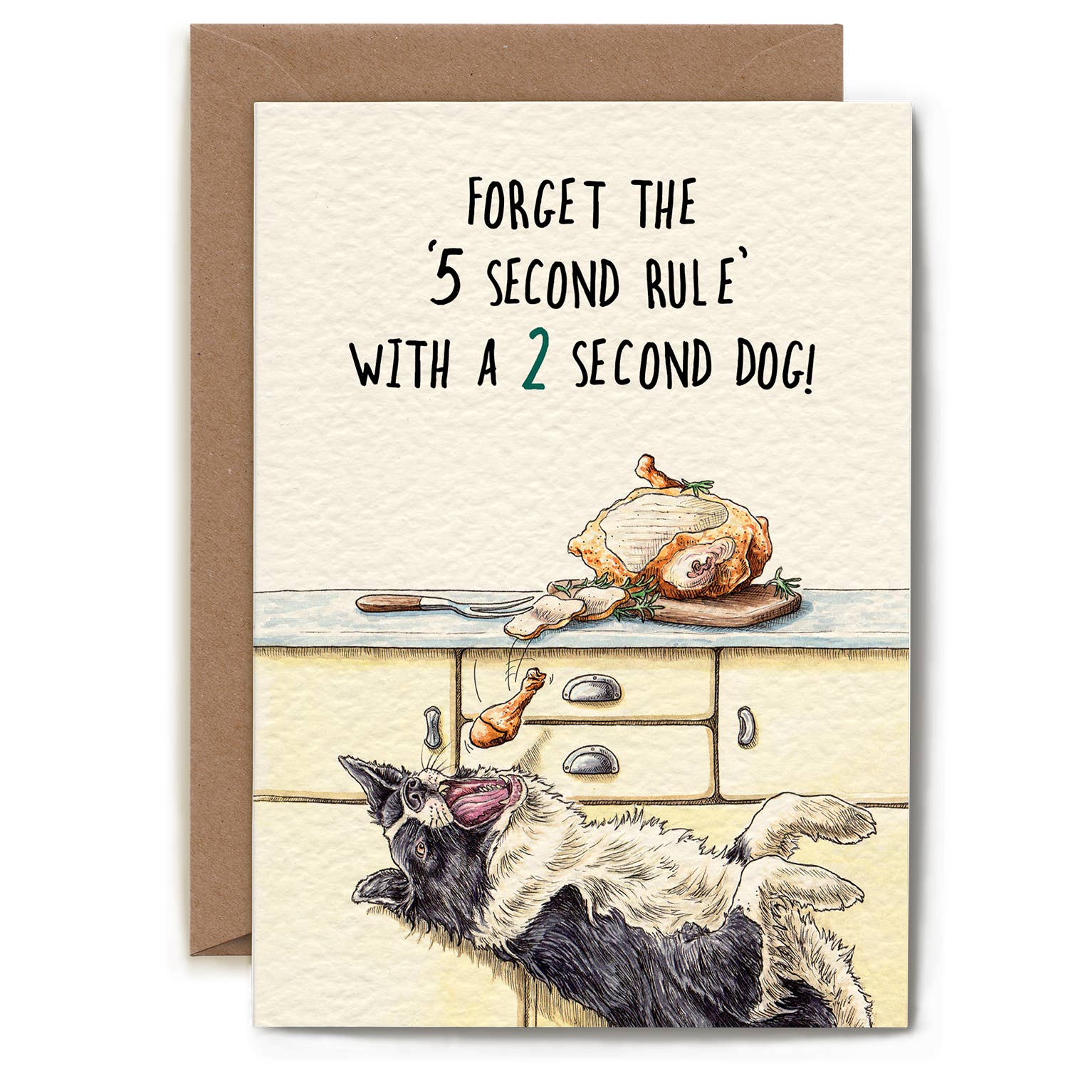 Funny Five Second Rule Greeting Card - Perfect for Food Lovers & Humor Gifts - Birthday, Housewarming, or Just Because Occasions