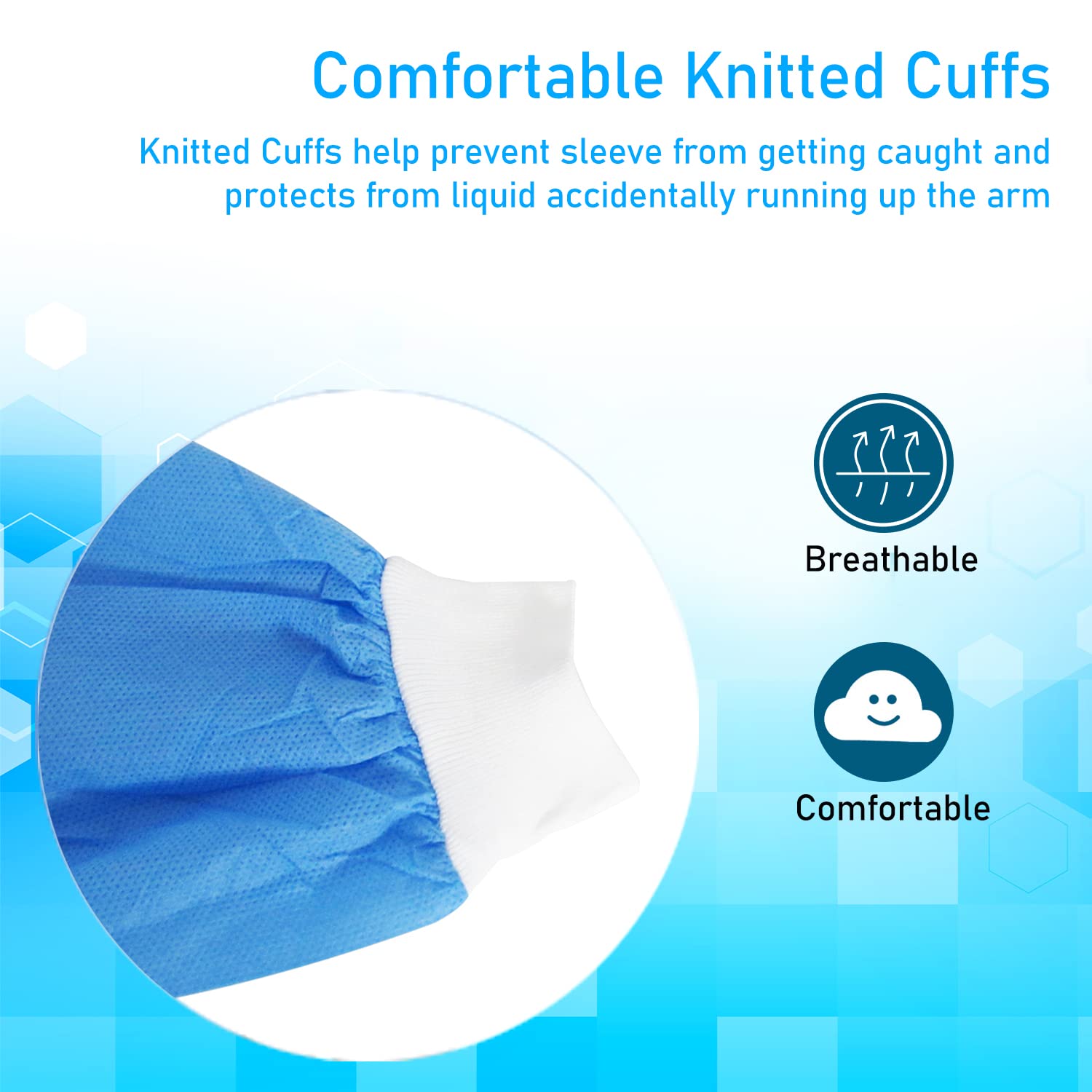 EOM Disposable Lab Coats for Men & Women - Knee-Length Medical Lab Jackets with Knit Cuffs & Collar - Pack of 50 Medium Size - Perfect for Hospitals, Clinics & Laboratory Use