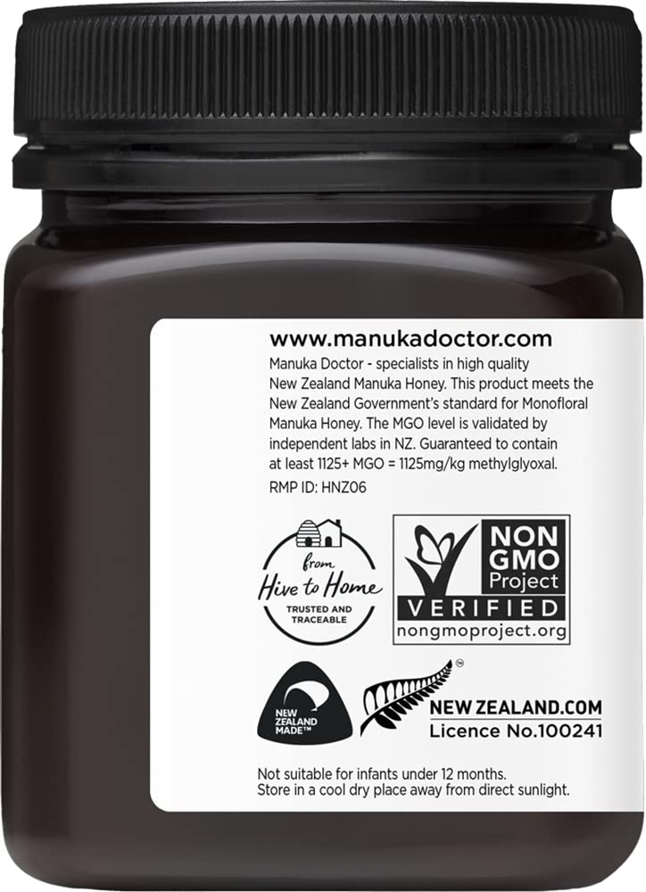MANUKA DOCTOR MGO 1125+ Raw Honey - Pure New Zealand Monofloral for Immunity & Wellness