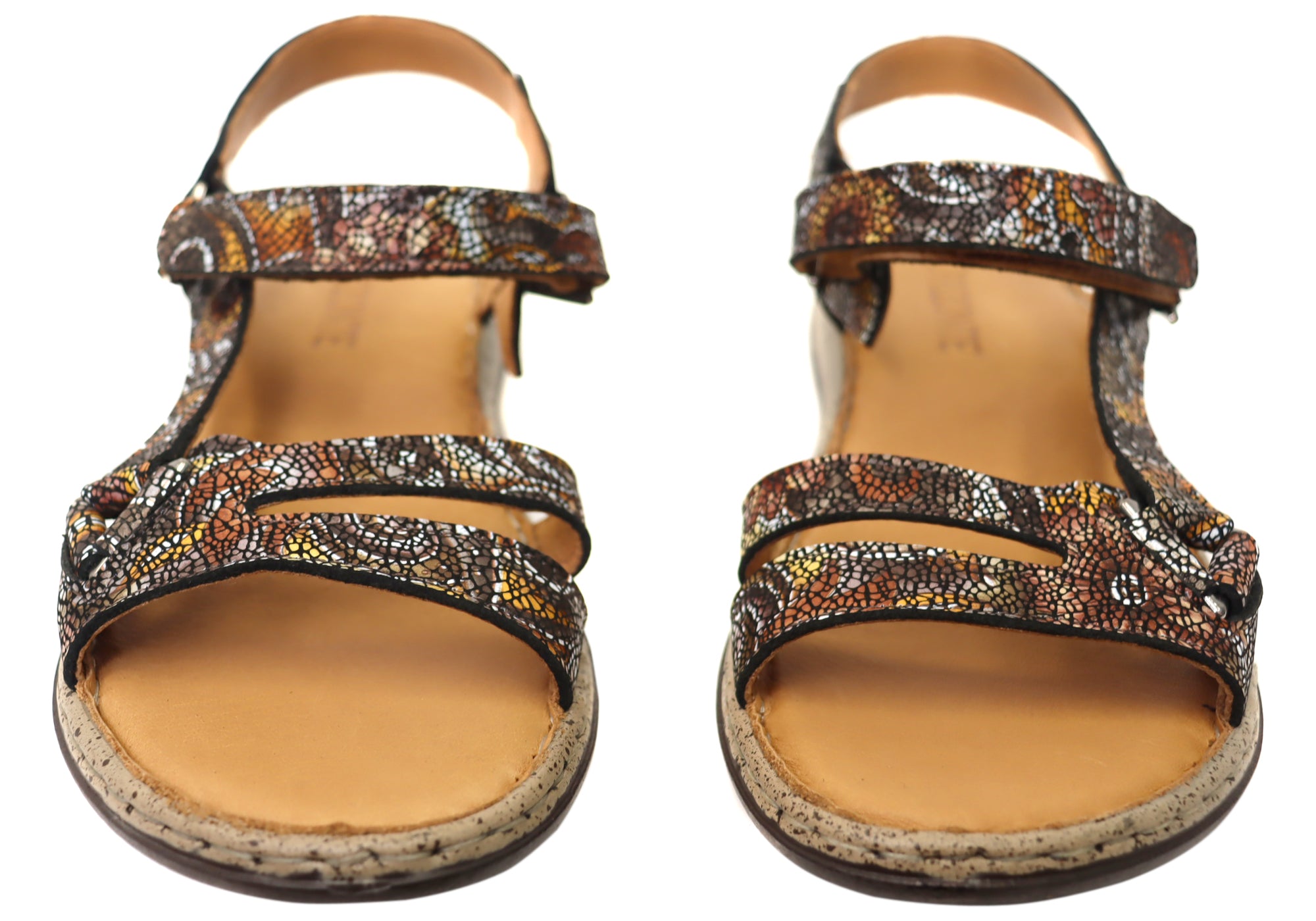 Orizonte Floral Women's Comfortable European Leather Sandals - Stylish Summer Casual Sandals for Beach, Vacation & Everyday Wear