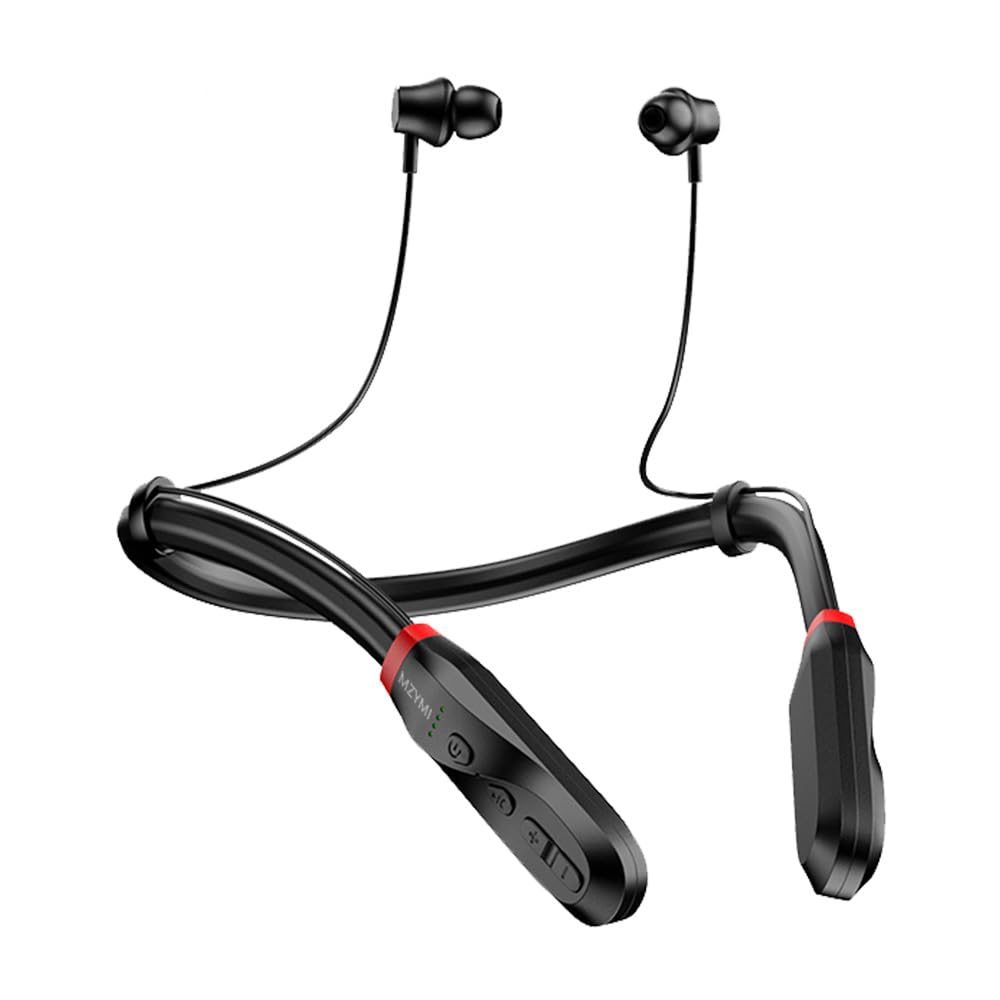 MZYMI Wireless Bluetooth Neckband Headphones - 200H Extra Long Battery Life, Stereo Sound, Built-in Mic, IPX5 Waterproof, Balanced Armature Drivers for Sports & Workout (Black) | Perfect for Running, Gym, Commuting & Office Use