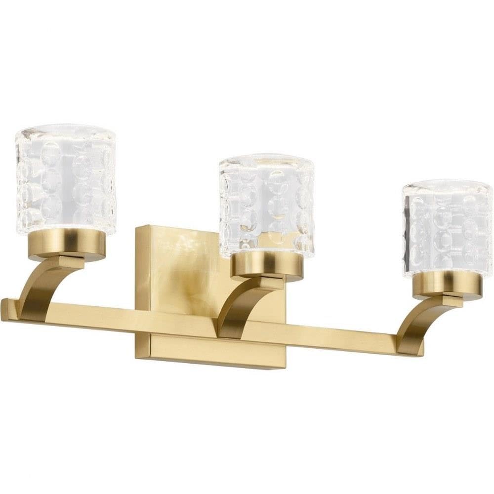 Elan 84041CG Rene Vanity Light Fixture - 3-Light LED Bathroom Mirror Light, 69W Champagne Gold Finish - Perfect for Modern Bathroom, Dressing Room & Makeup Area Lighting
