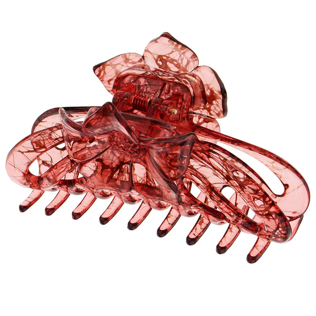 Wowobjects® Large Acrylic Banana Hair Clip for Thick Hair - Light Red | Strong Hold Hair Clamp for Women, Perfect for Ponytails, Buns & Updos - Salon Quality Hair Accessory