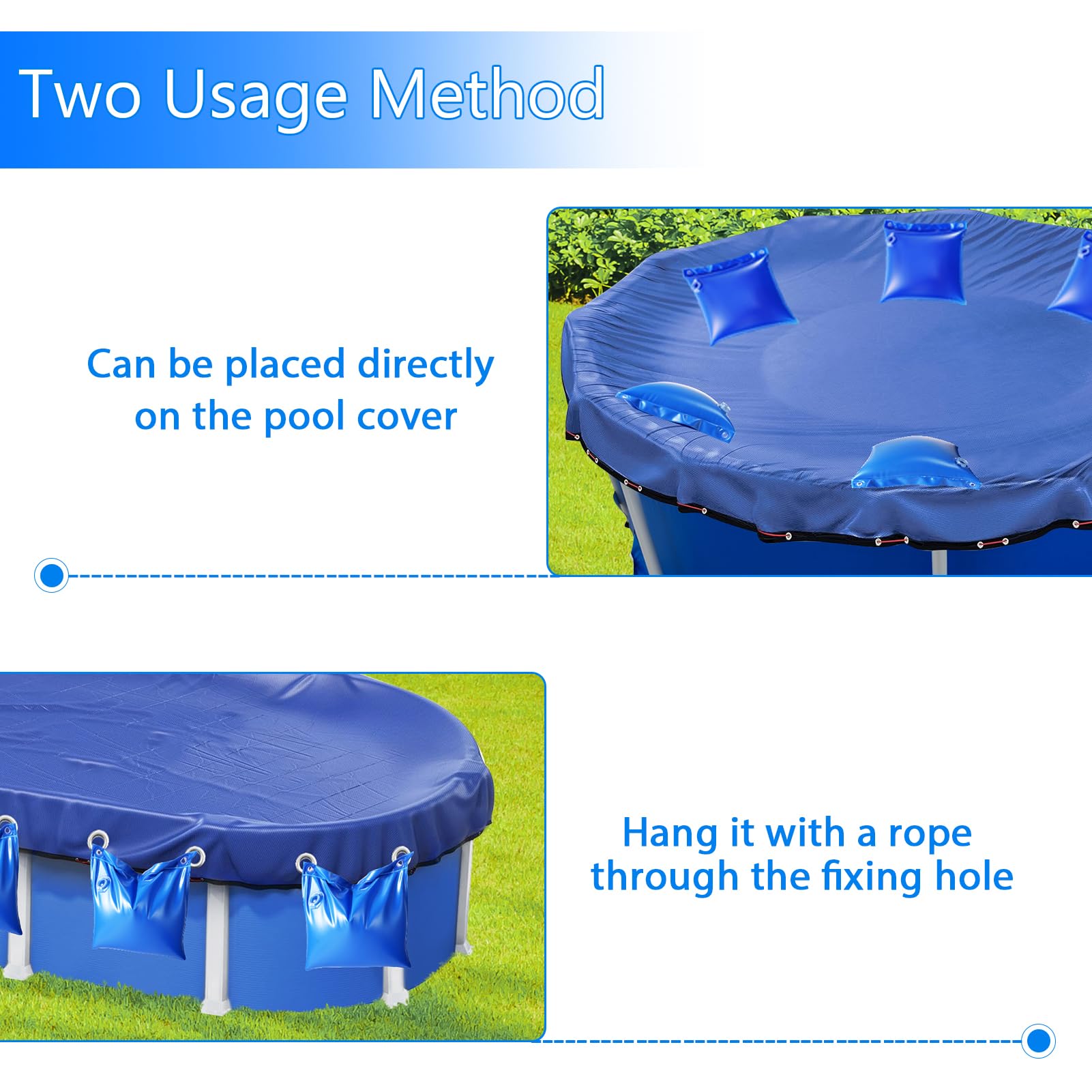 Heavy Duty 10-Pack PVC Pool Cover Water Bags - Wall Hanging Weights for Above Ground & Inground Swimming Pools, Hot Tubs - Winter Cold Resistant Blue Water Tubes (Perfect for Securing Pool Covers in All Seasons)
