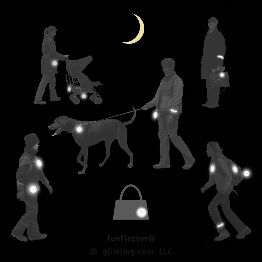 Funflector Safety Reflectors - High Visibility Reflective Gear for Outdoor Activities - Basic Shapes for Jackets, Bags, Backpacks, Strollers & Wheelchairs - Made in USA - Perfect for Night Running, Cycling, Walking & Safety Visibility
