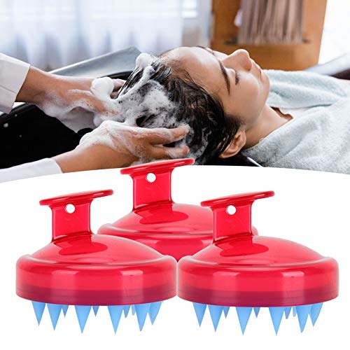 3Pcs Silicone Shampoo Brush Set - Scalp Massager & Hair Washing Brush with Anti-Slip Handle for Deep Cleansing & Relaxation - Perfect for Home, Salon & Travel Hair Care (Rubber, Black)
