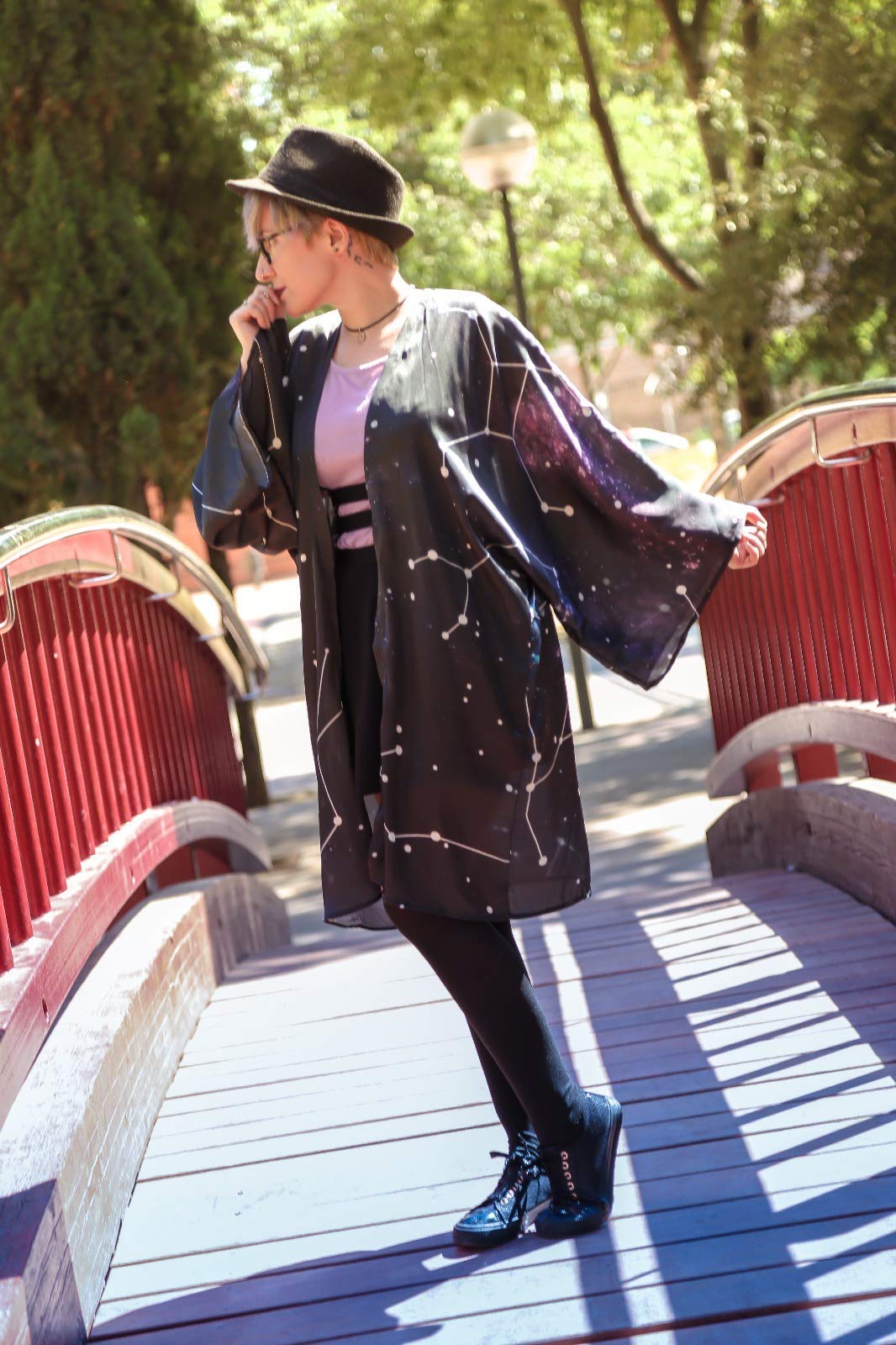 Dark Galaxy Halloween Kimono Jacket - Asian Japanese Korean Fashion Robe with Constellation Print | Perfect for Cosplay, Halloween Costumes, and Themed Parties