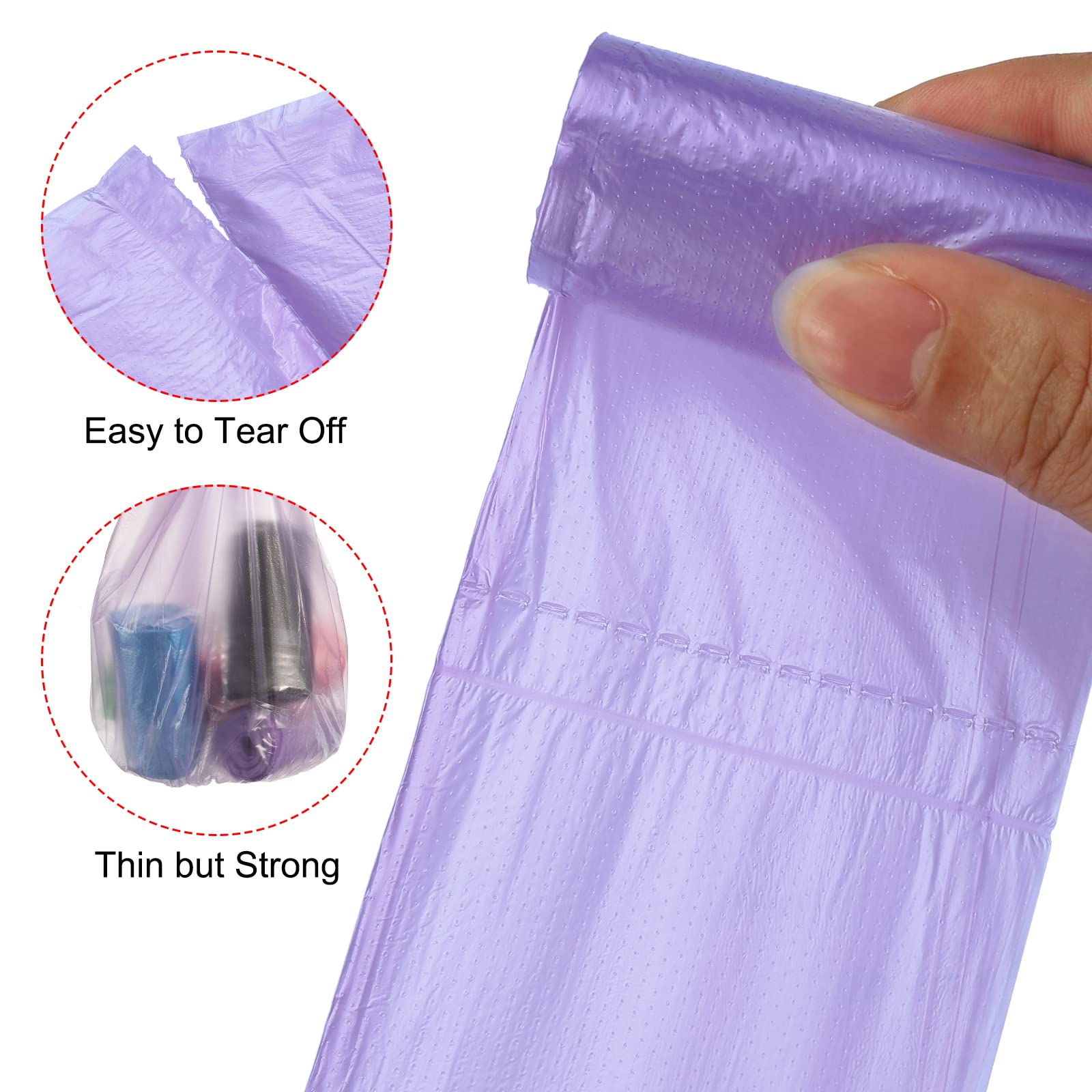 **MECCANIXITY Small Trash Bags 0.5 Gallon - Mini Garbage Bags for Desktop, Office, Bathroom & Car - Purple, 4 Rolls (120 Counts) - Perfect for Mini Trash Cans, Wastebaskets & Small Bins**