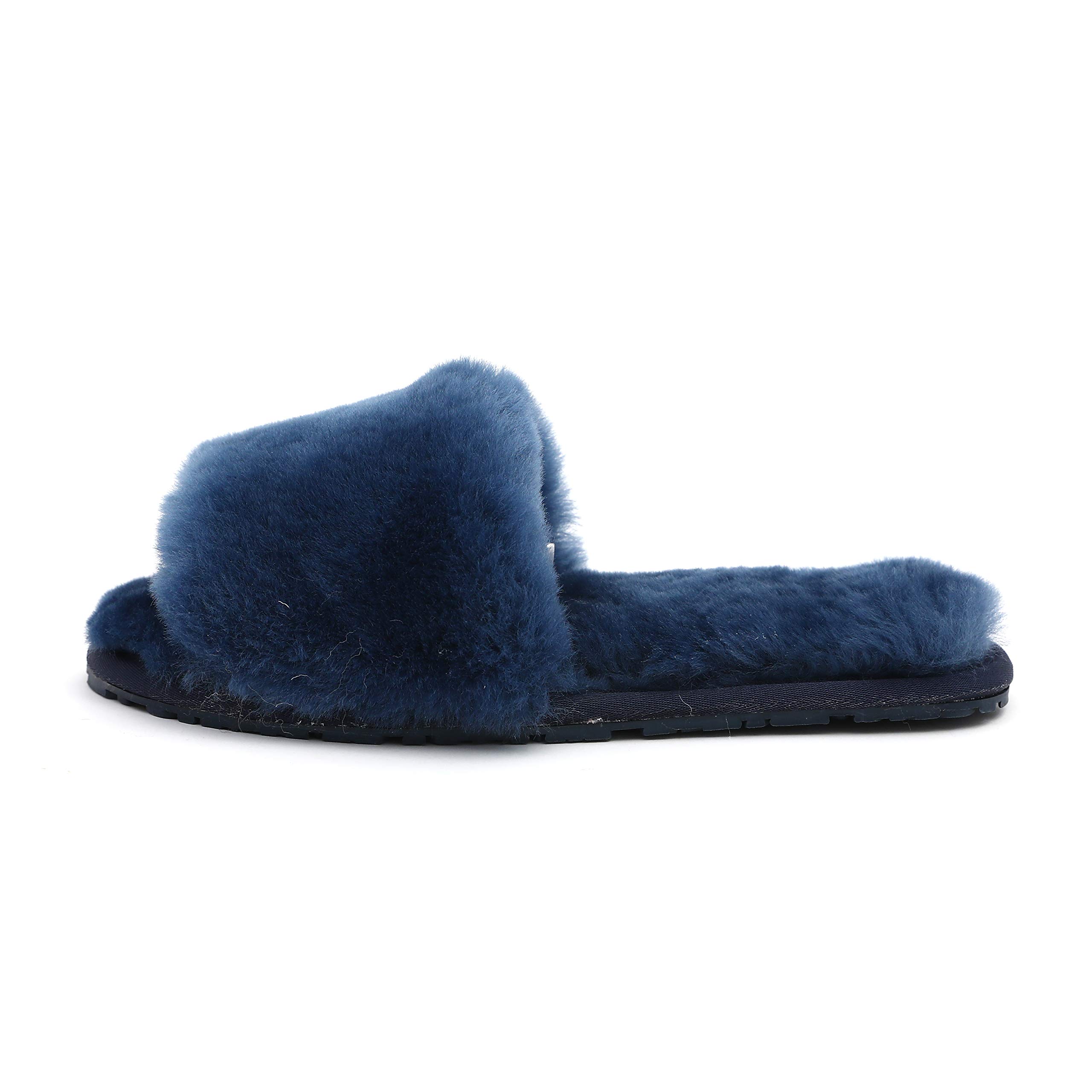 Women's Boiled Wool Slippers with Real Fur - Open Toe Luxury House Slippers by Dechic | Cozy Indoor Comfort for Winter & Home Relaxation