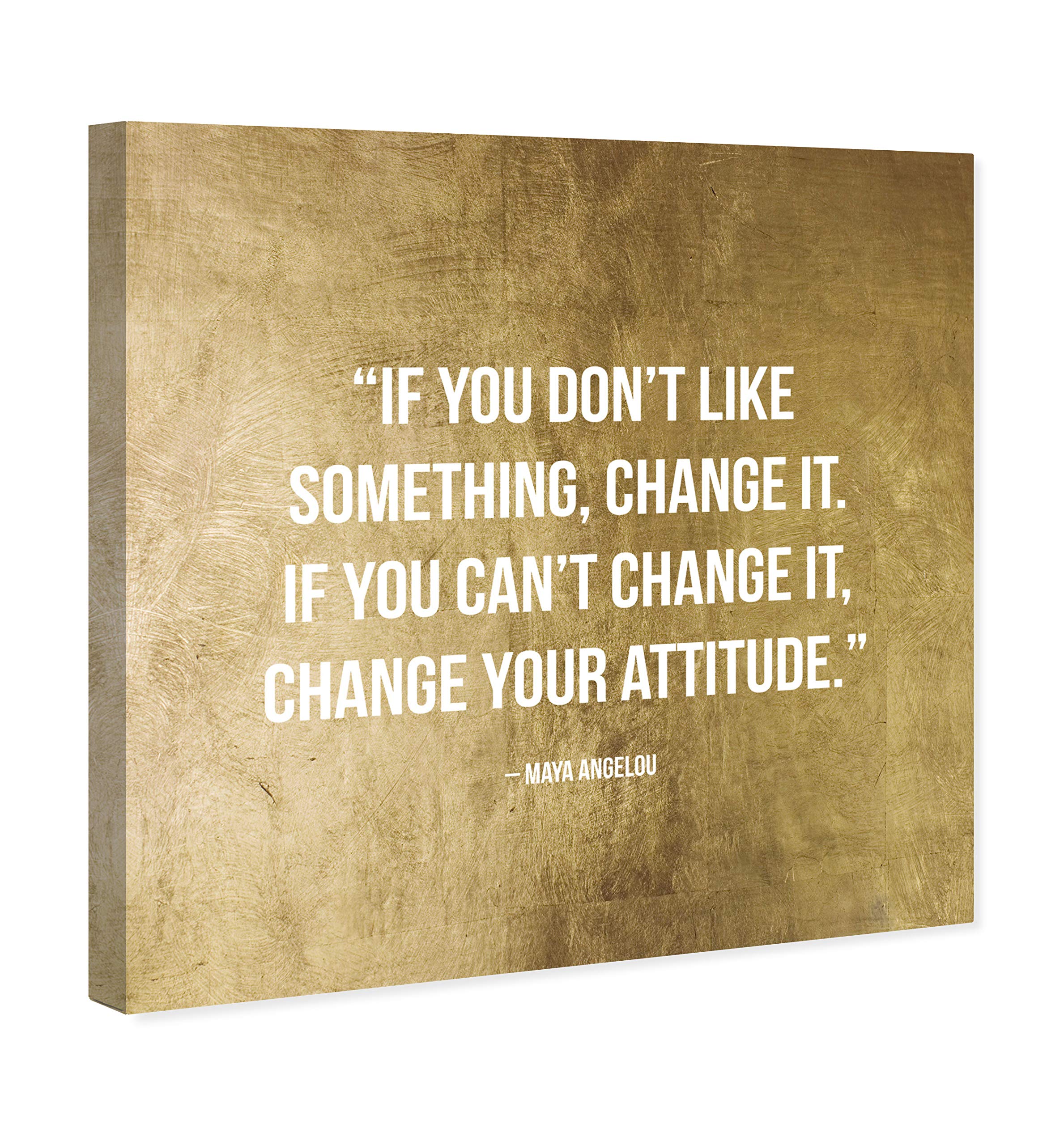 Oliver Gal Artist Co. 'Change It' Inspirational Quote Wall Art - 12x12 Inch Gold & White Canvas Print for Home Decor | Motivational Office Artwork, Living Room & Bedroom Wall Decor