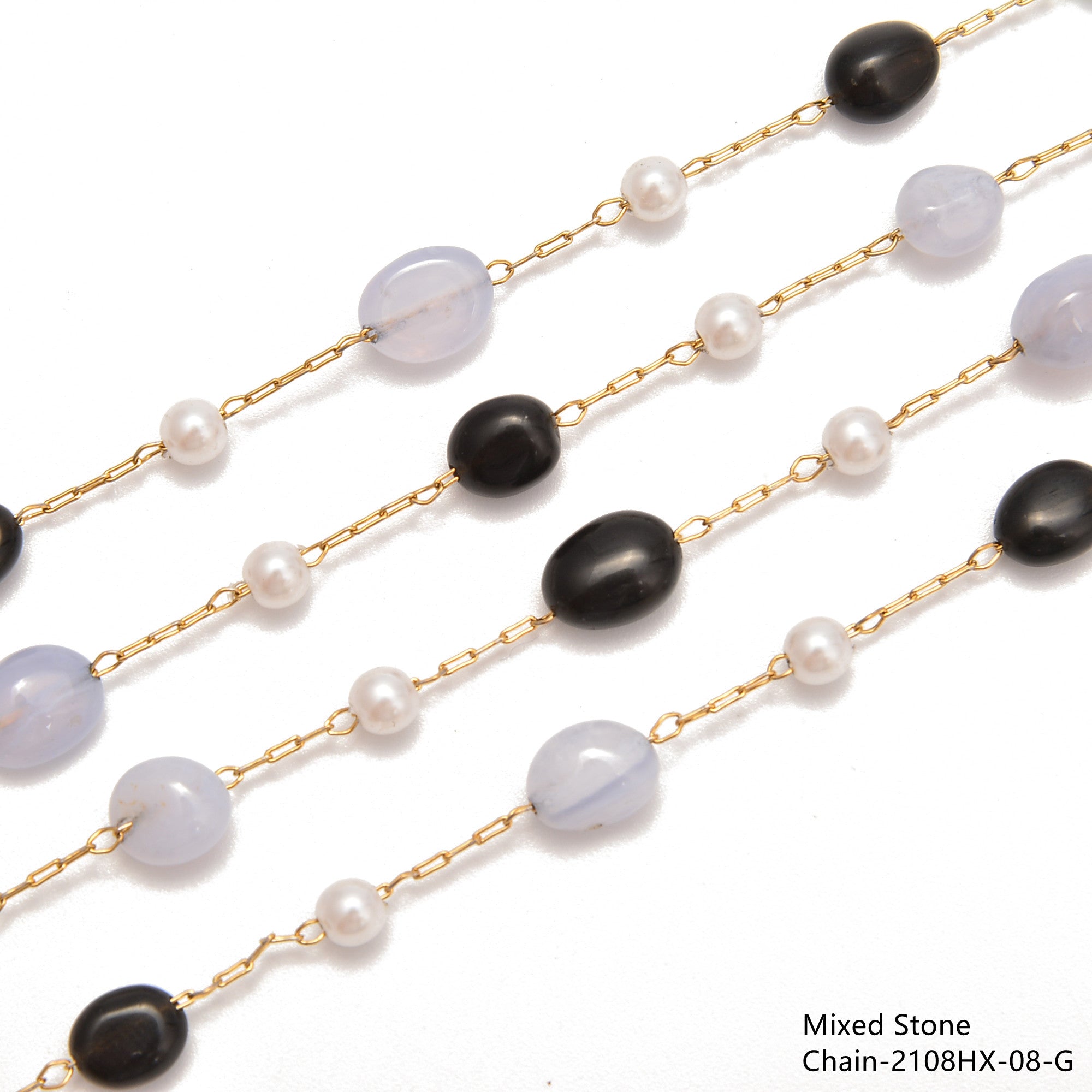 6-8mm Natural Pebble Nugget Beads Multi-Gemstone Chain Bracelet Making Supplies - 1 Meter per Bag for DIY Jewelry, Boho Crafts & Gift Wrapping