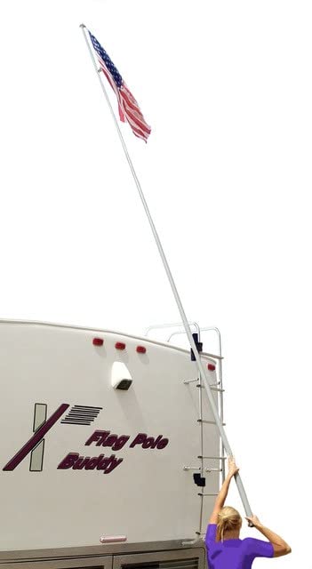 FlagPole Buddy RV Flag Pole Kit - 16 Feet Heavy Duty Telescopic Flagpole with Ladder Mount for Camping, Tailgating & Outdoor Decor (American Flag Not Included)